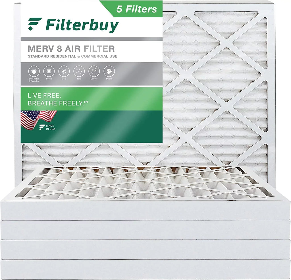 Filterbuy 10x14x2  8 Pleated   Furnace Air Filters (5-Pack)