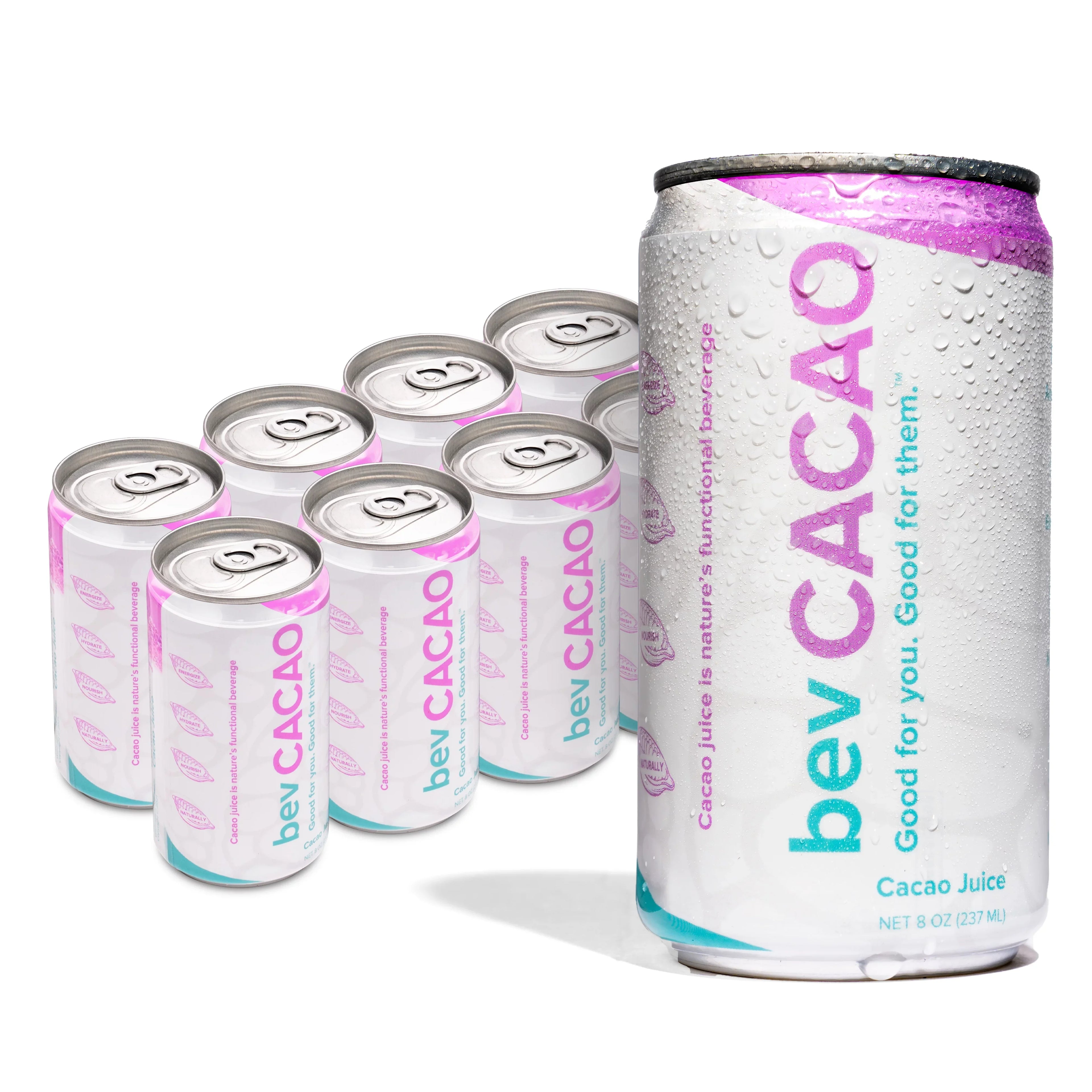 bevCacao Cacao Juice Superfruit | Highest Antioxidant Drink| Natural Electrolytes | Healthy Energy Boost | Improves Hydration. Fruit of the Cocoa Pod. 8.4oz Cans 8 Pack