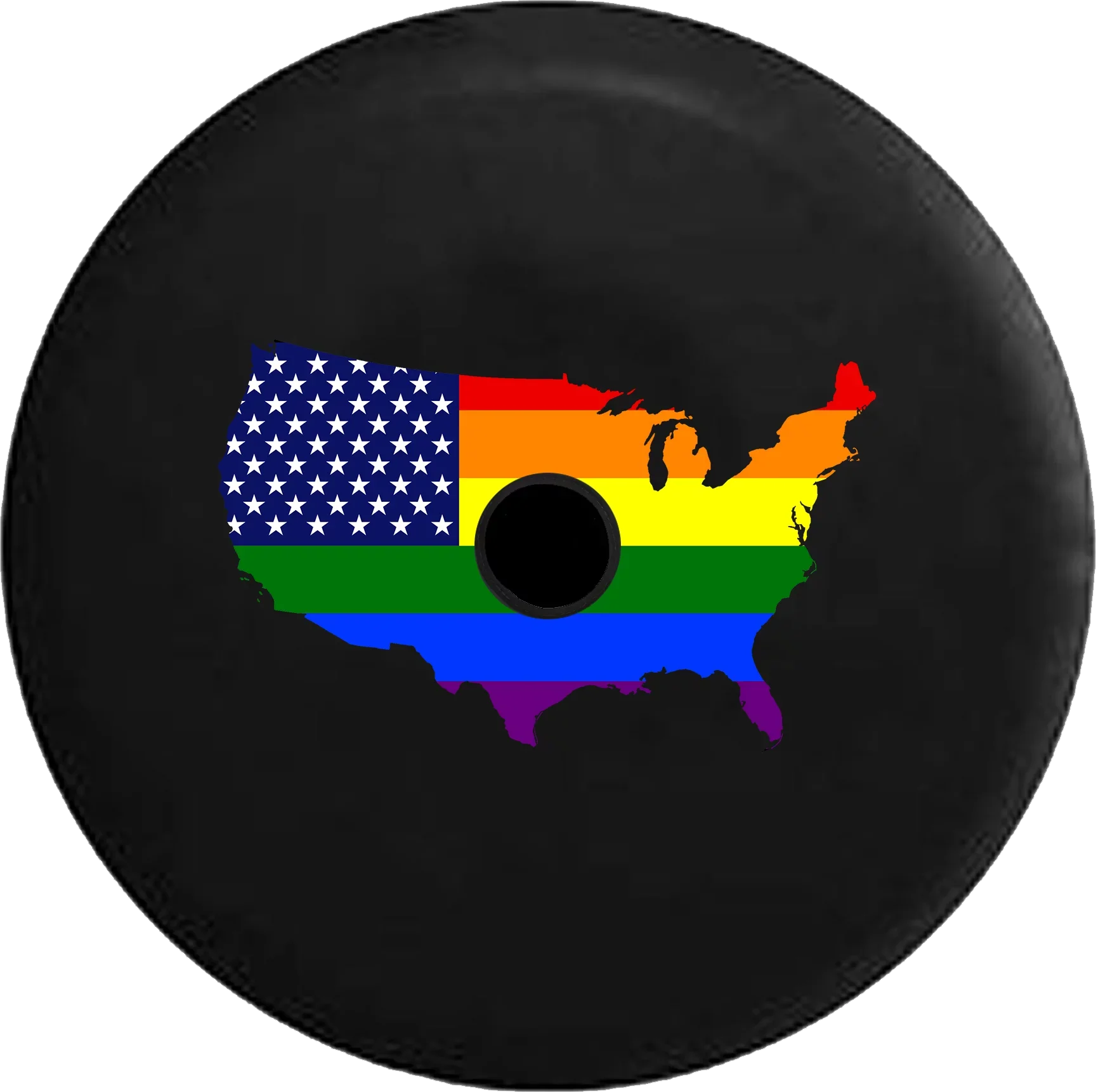 2018 2019 Wrangler  Backup Camera United States of America Gay Flag Map  Spare Tire Cover for Jeep  33 Inch