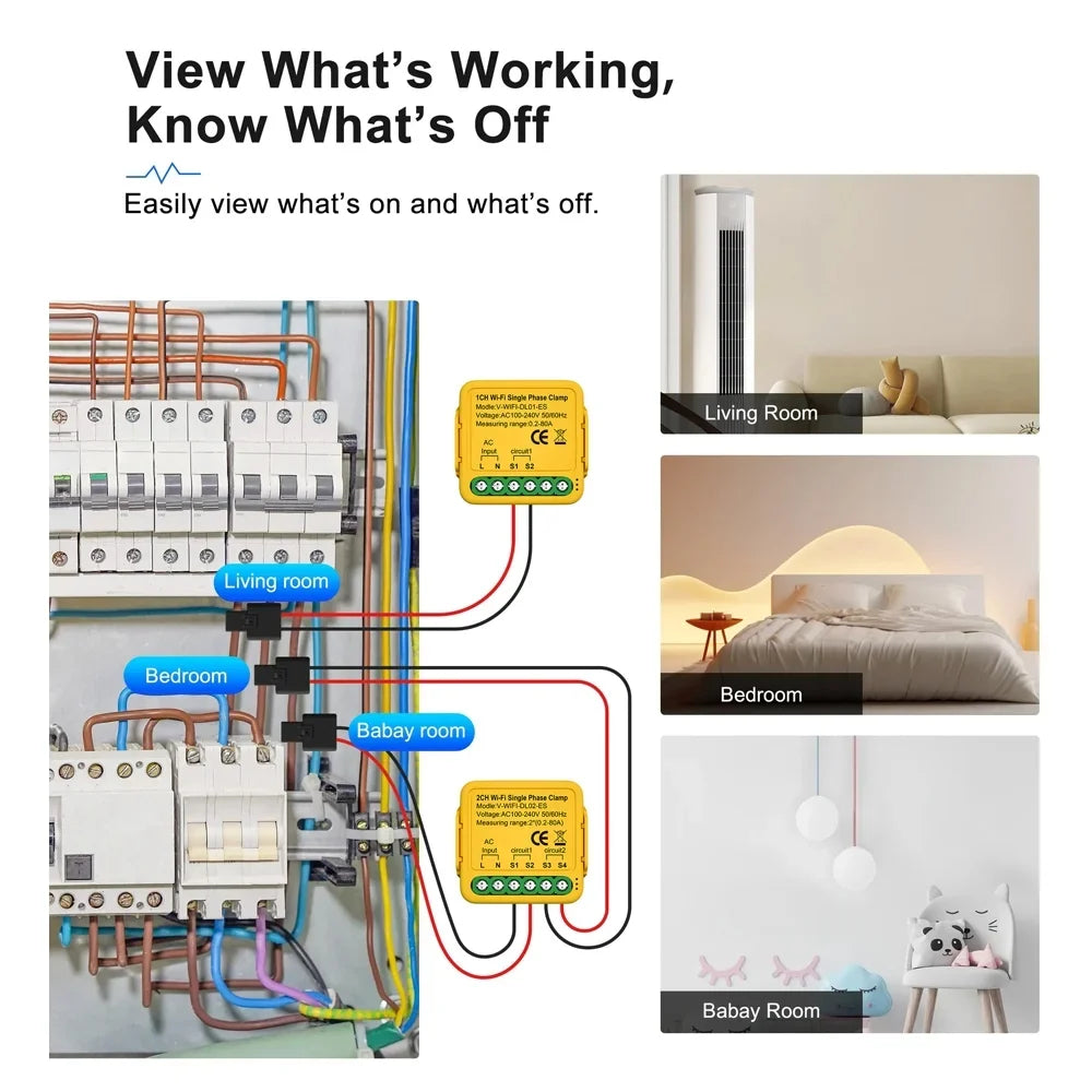 Andoer Automatic voltage regulator,Statistics 100-240v 80a Solar 80a Wifi Smart Meter Phase Consumption Solar Clamp Smart Meter Clamp Solar Current Clamp 50/60hz 2.