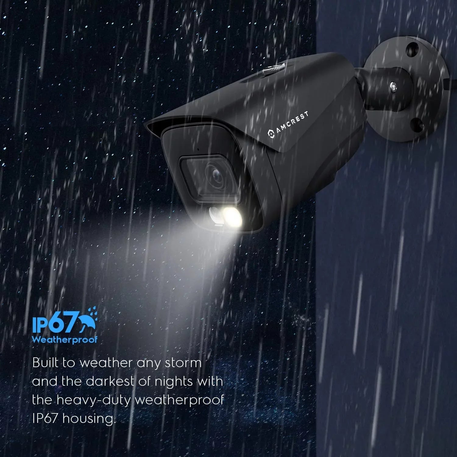 Amcrest 4K  PoE  Camera UltraHD 8MP Security Outdoor Camera,  129°, 49ft Color Nightvision, Human & Vehicle Detection, IP67 Weatherproof, 4K (3840x2160) @15fps, Black, IP8M-2796EB-