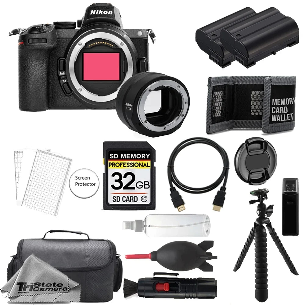 Nikon Z5 Mirrorless Digital Camera (Body) w/    Mount Adapter+ 32GB + Extra Battery+ Tripod- Accessory Kit