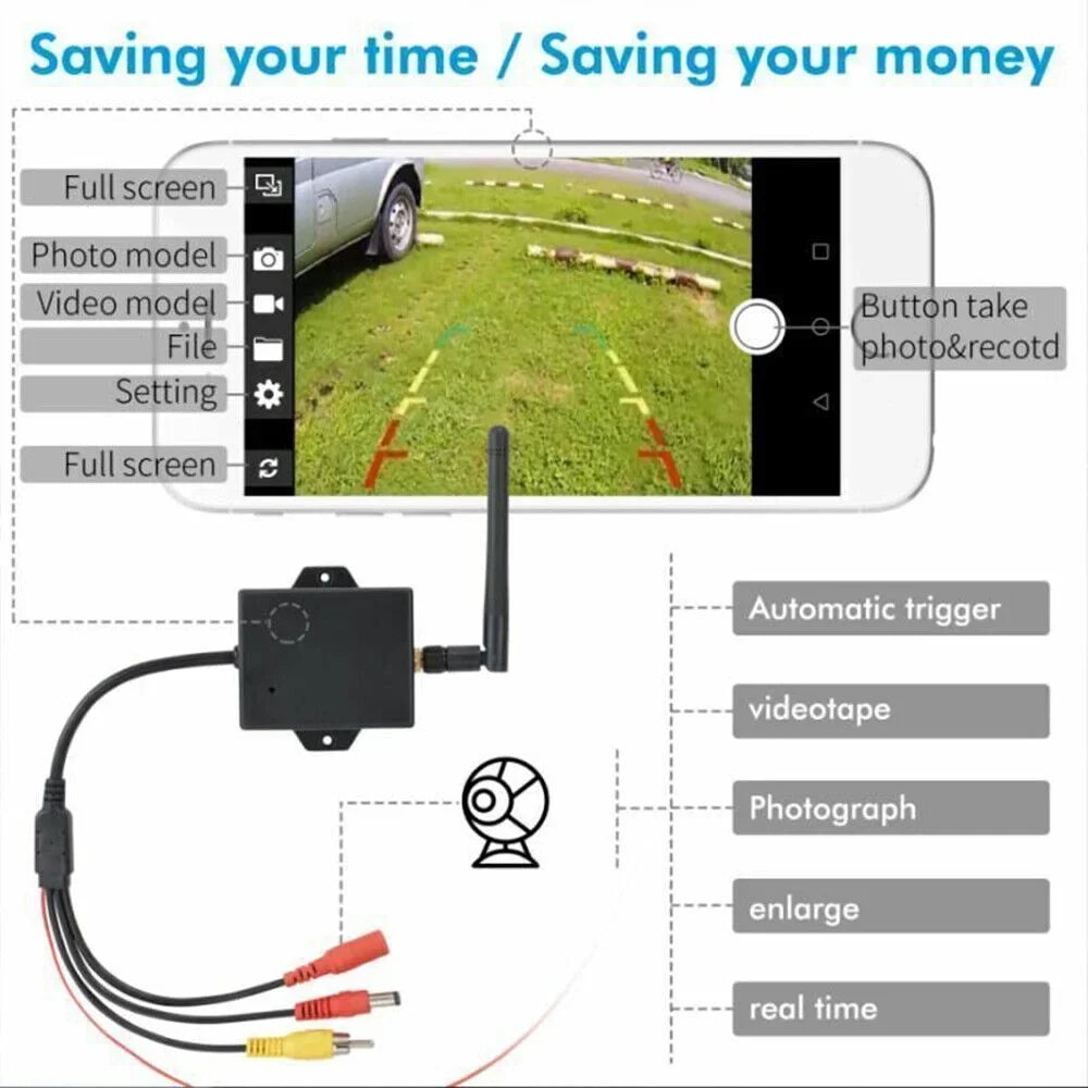 Convert your Wired Rear View Camera to Wireless with this Car Reversing Camera  to Wifi Transmitter Module - 2.4G Wireless - Easy Installation