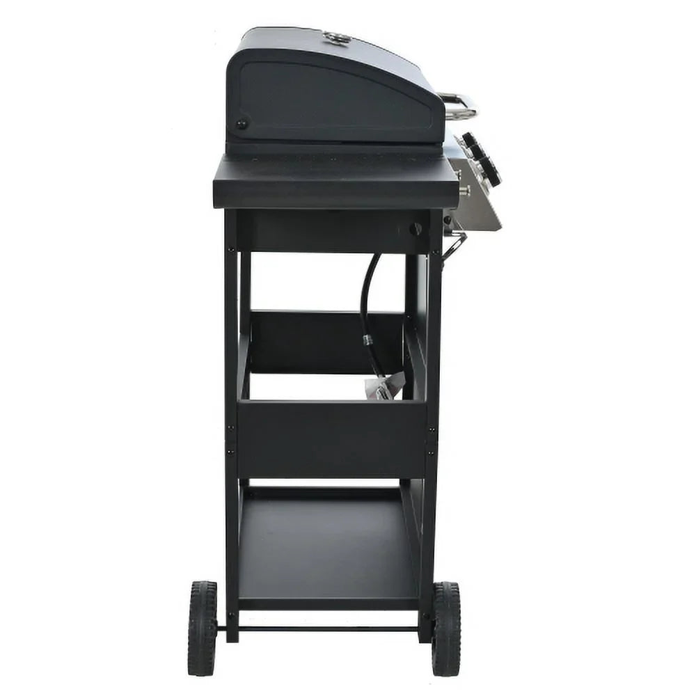 Forclover Stainless Steel Portable Propane Gas Grill, 3-Burner  Grill with Top Cover Lid, Wheels, and 2 Side Shelves, for Outdoor Patio Garden Picnic Backyard
