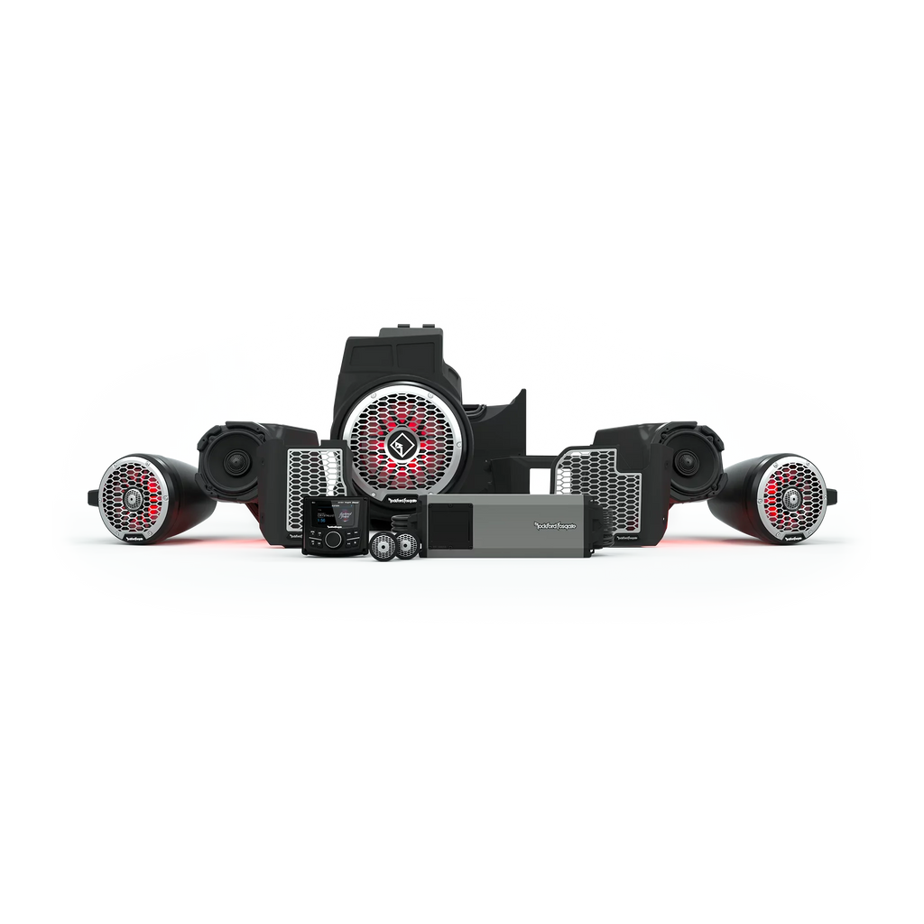 Rockford Fosgate RZR19PXP-STG5 Audio Kit: -3 Receiver, 1500-Watt Amp, Front Speakers & M2 Tweeters, M2 Color Optix Lighted 10? Subwoofer & M2 6.5" Rear Speakers for Select  Pro  Models (2019+)