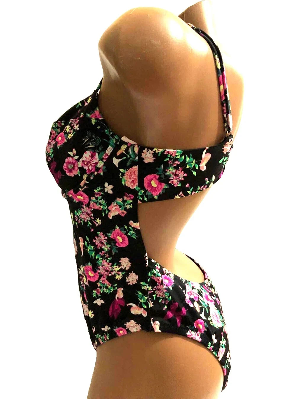 Victoria's Secret Swimsuit One Piece Wicked Black Floral Size X-Large