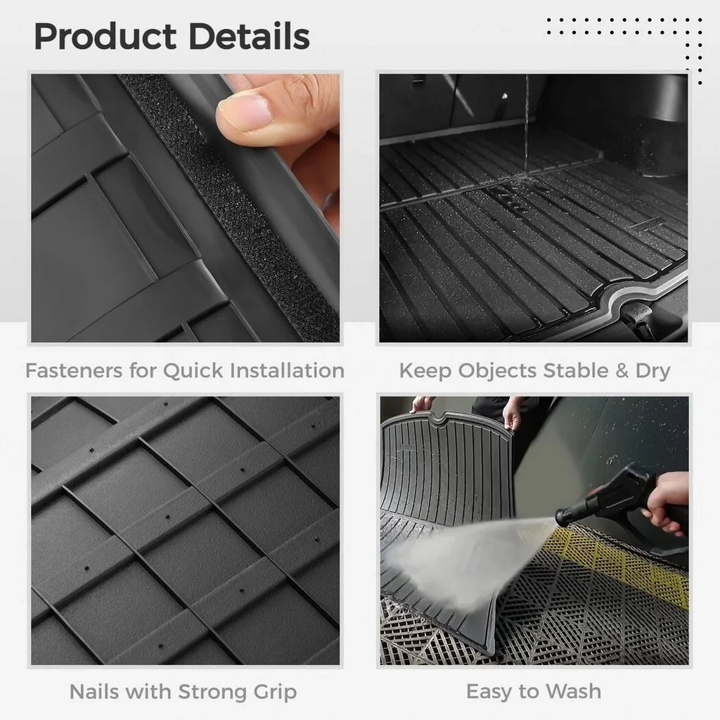 All Weather Car Trunk Mats, 3 Rear Seat Back Mats and Trunk Floor Mat, Compatible with 2020 2021 2022 Tesla Model Y, Waterproof Non-slip Car Trunk Floor Liner