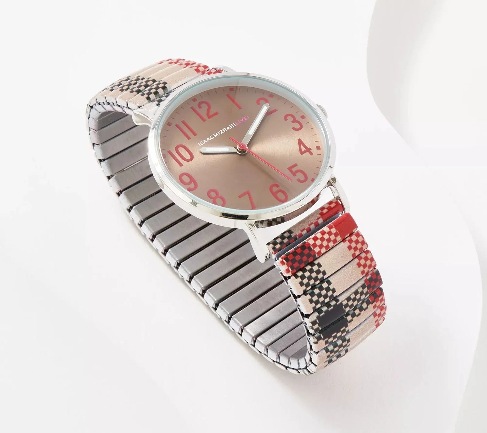 Isaac Mizrahi Live!  Plaid Printed Watch 8"