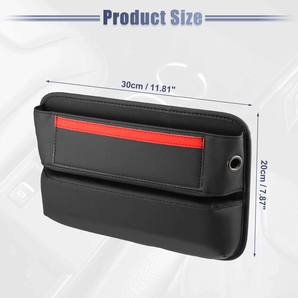 2pcs Car Seat Gap Filler Multiple Pockets Car Seat Organizer Console Side Pocket Storage Box Black Red