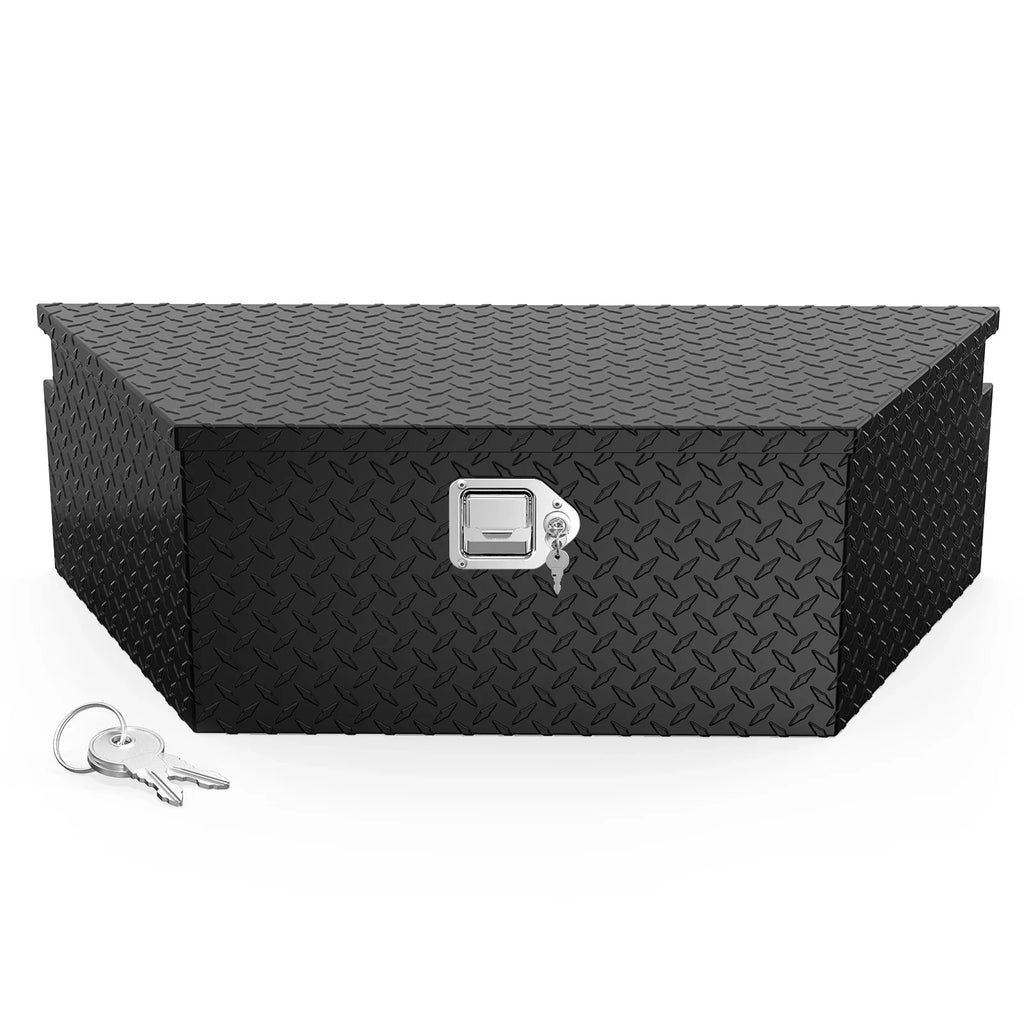39 Inch Aluminum Truck Trailer Tongue Tool Box with Lock & Keys, Diamond Plate Storage Organizer Toolbox for Pickup Truck Bed, Trailer, , , Black