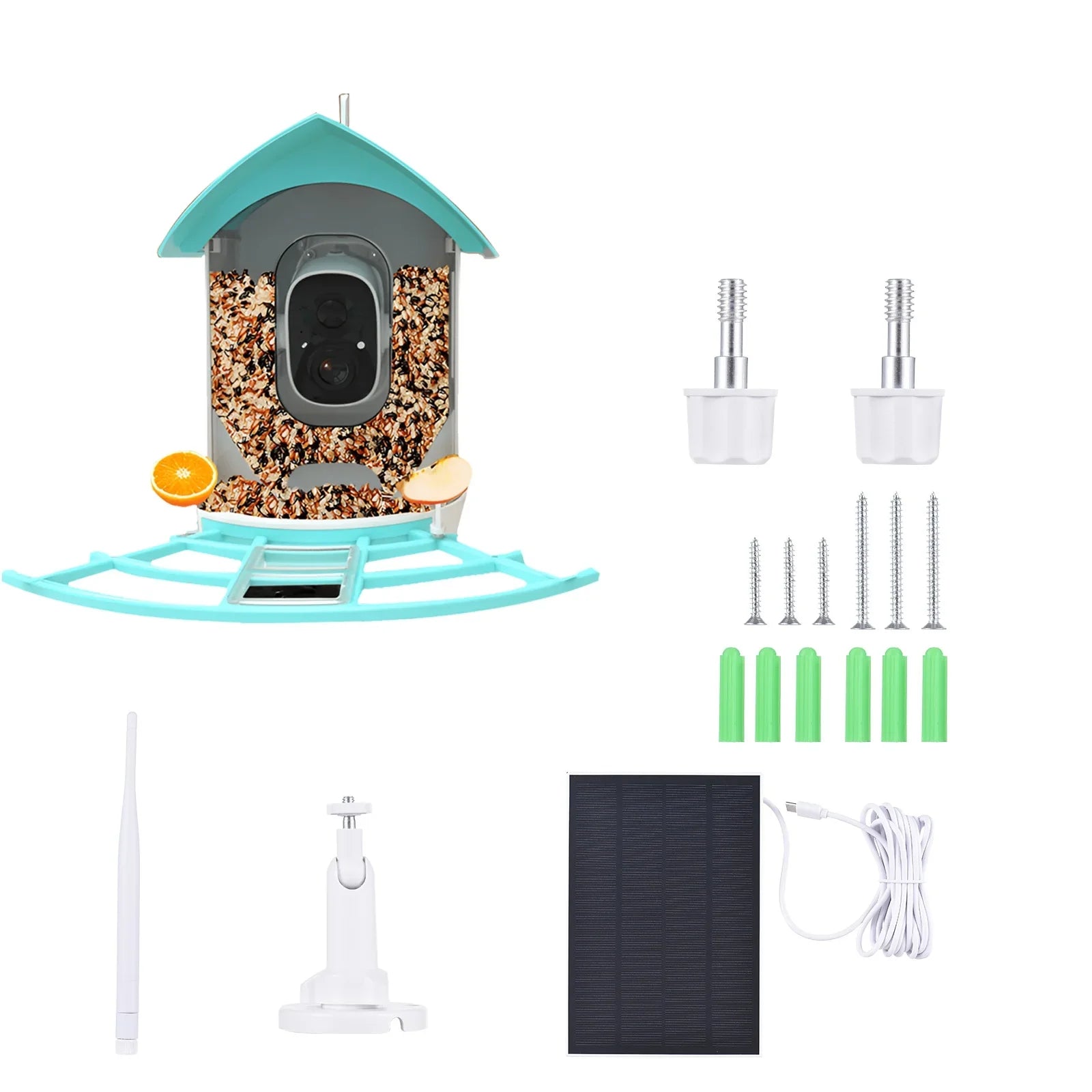 Andoer Surveillance camera,Feeder With Camera Wifi Wireless Pir Ai Camera Smart Feeder With Solar Powered Camera Squirrel Deterrent Feeder CameraVideo Vico AppAi 1080p Camera Ai Species