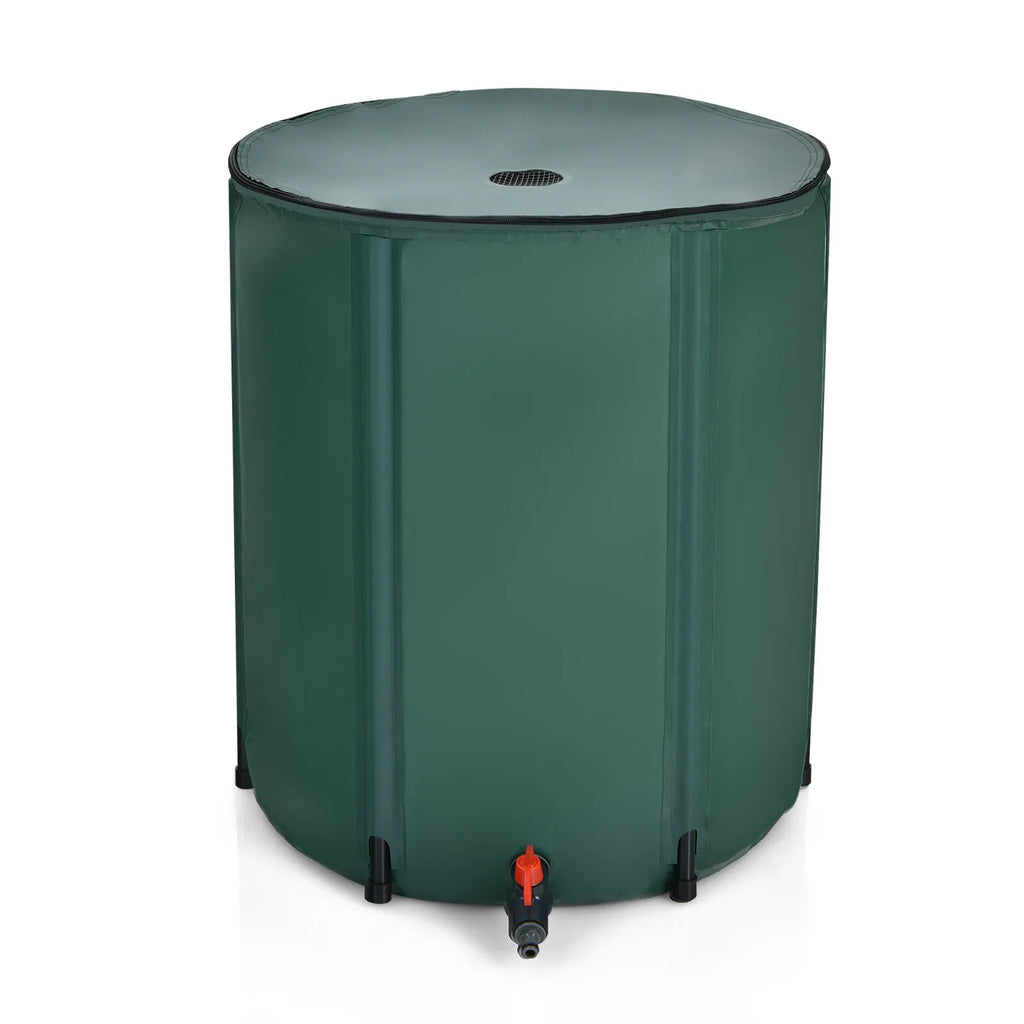 Rain Barrel Water Collector Collapsible Tank W/ Spigot Filter 53 Gallon