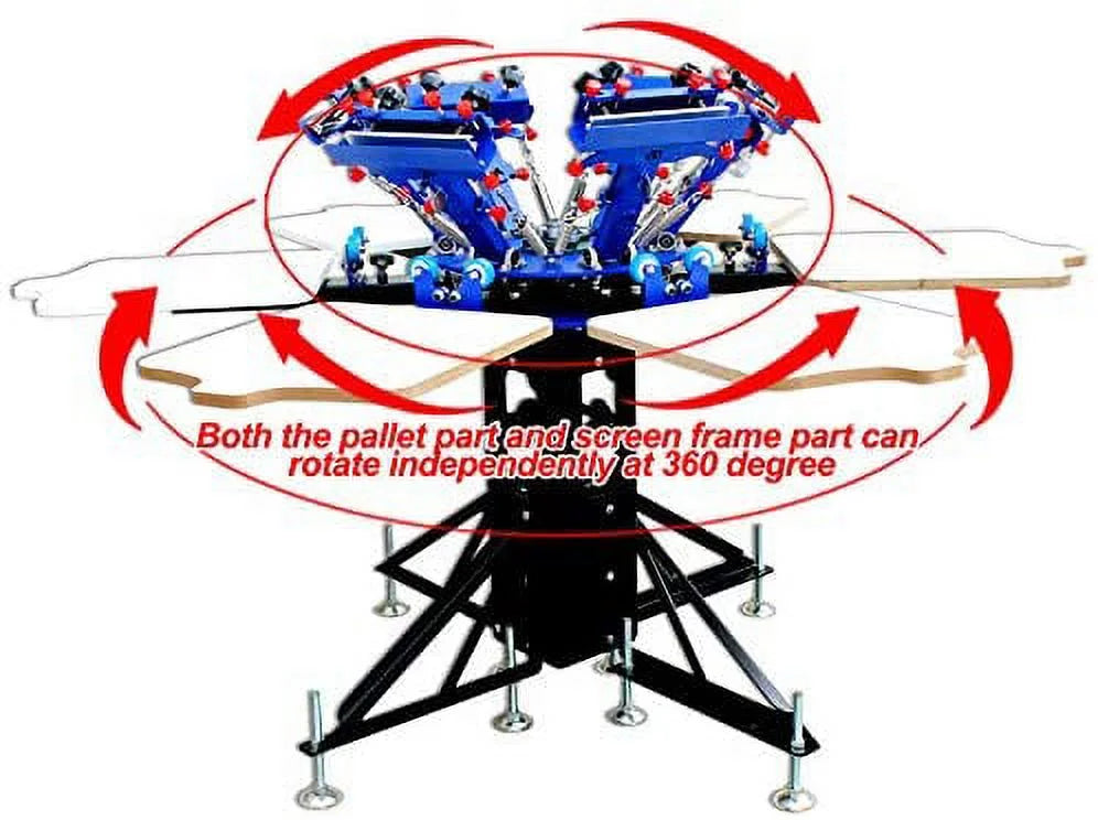 Double Rotary Manual 6 Color 6 Station Screen Printing Press Machine Printer Micro-Registration Equipment  T-Shirt