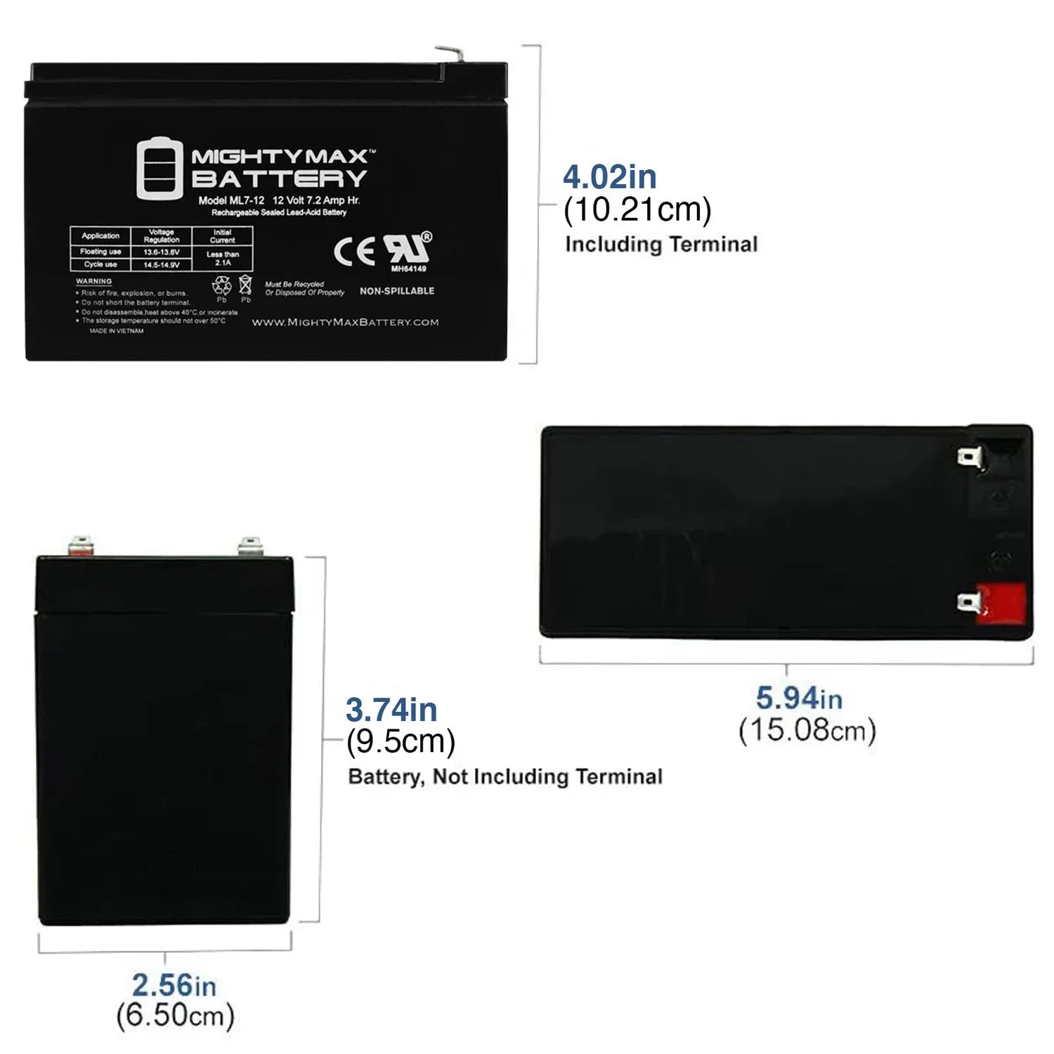 12V 7.2AH Battery for MarCum -3TC Fishing Sonar + 12V 1Amp Charger