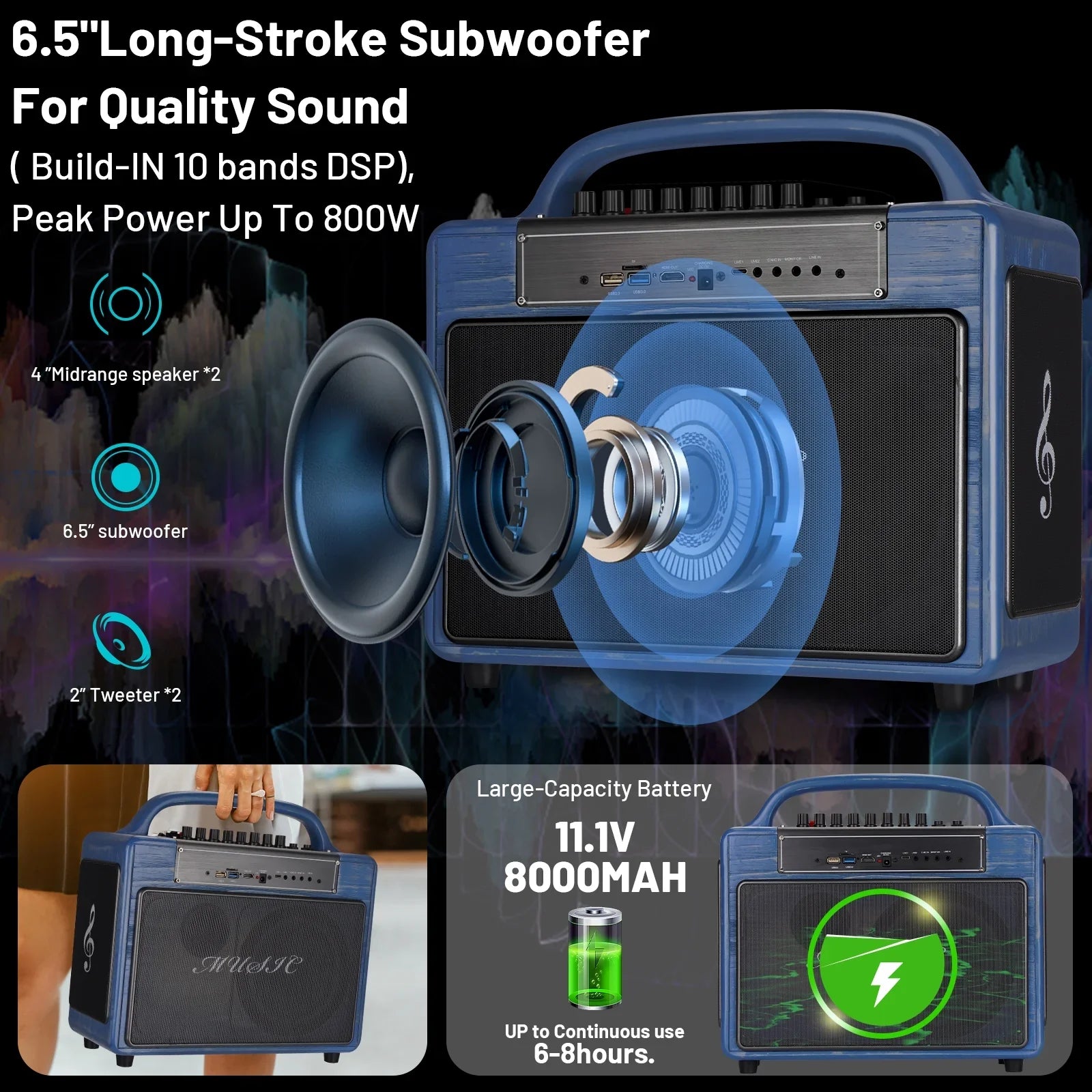 Portable Karaoke Machine Systems Wireless  Streaming Loudspeaker for Adults&Kid,14” Touch Screen/Android 12/4+64G,Support Microphone/WiFi/////Phones/