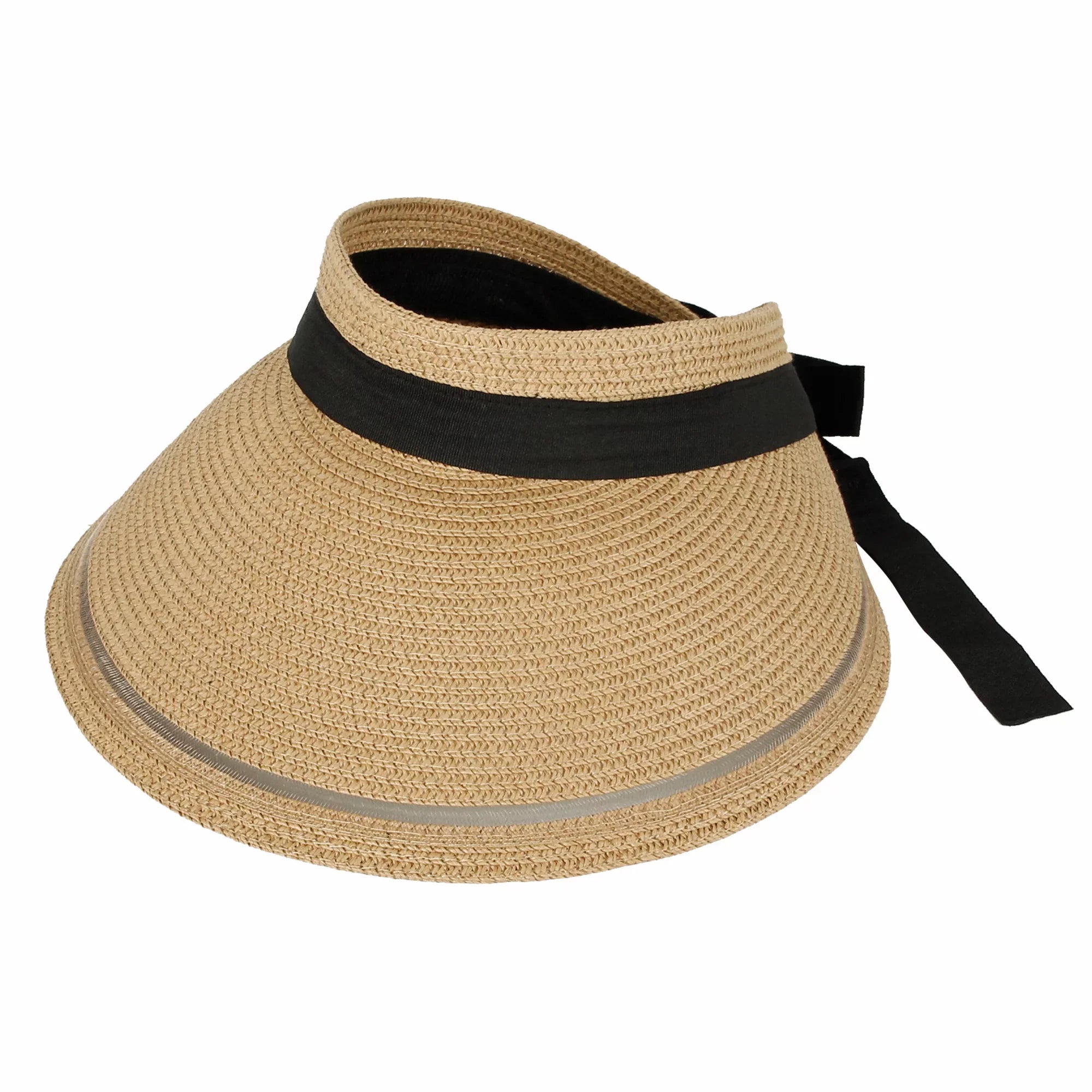 Womens Wide Brim Packable Sun Visor Summer Beach Hat SLV1280 (Beige)