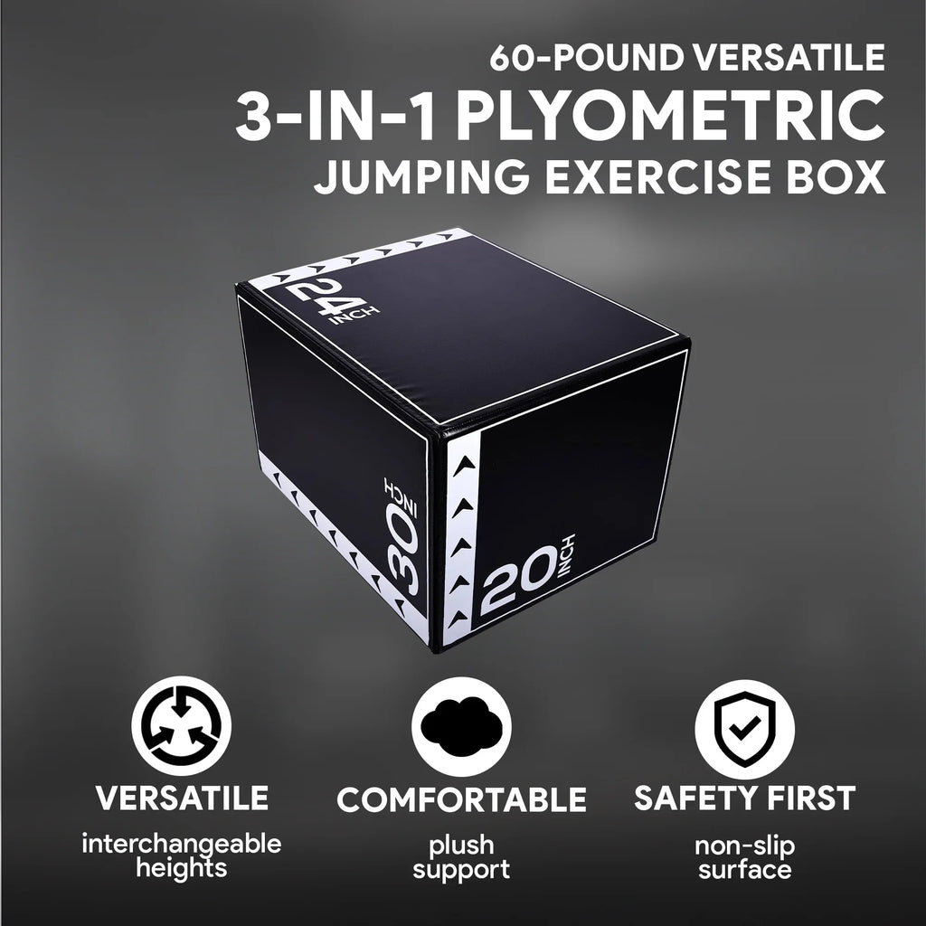 BalanceFrom Fitness 60lb Versatile 3-in-1 Plyometric Jumping Exercise Box