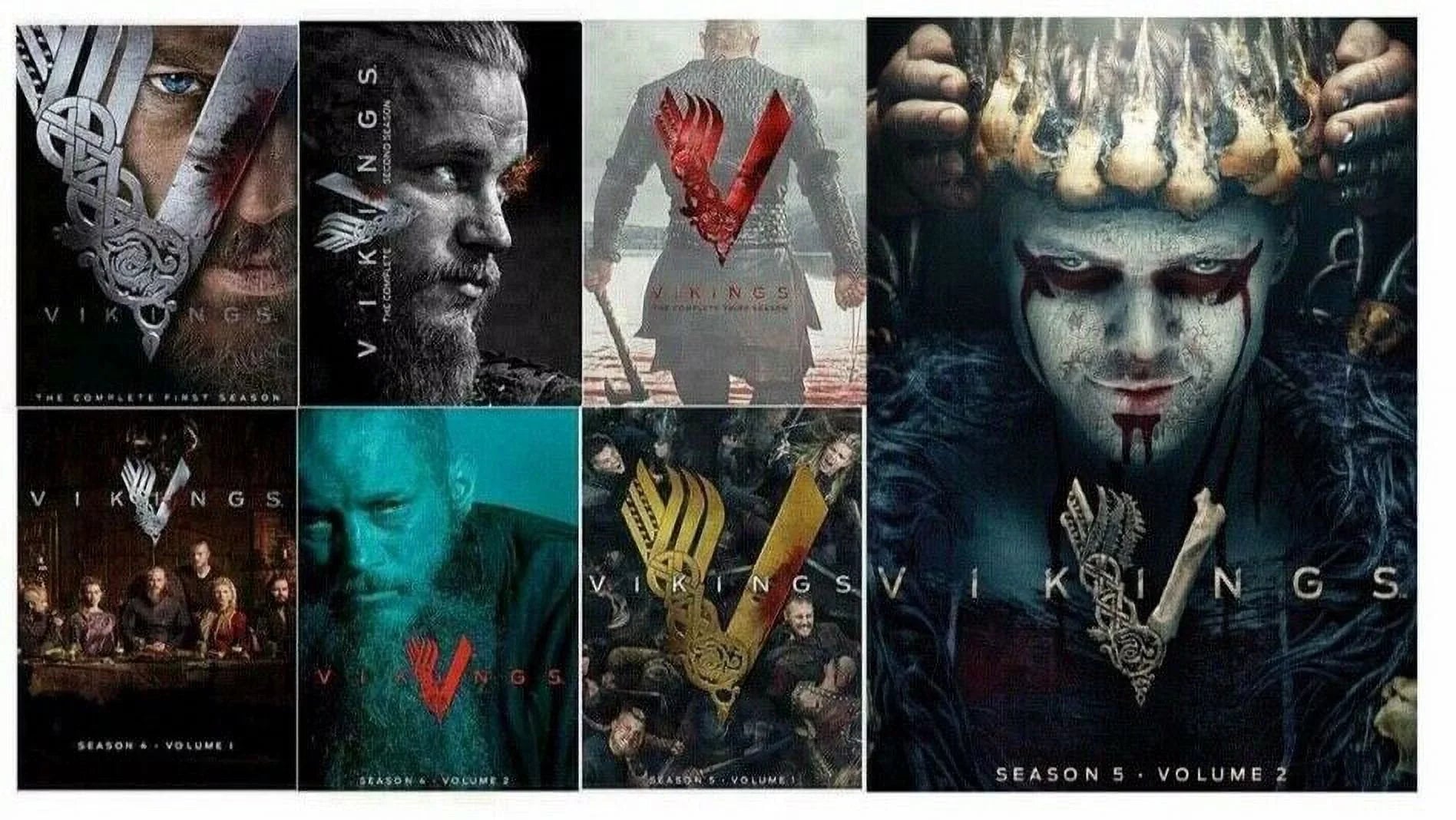 Vikings: Complete Series Seasons 1-5 (Vol. 1-2)  + Free Bonus included The Walking Dead 10 episodes