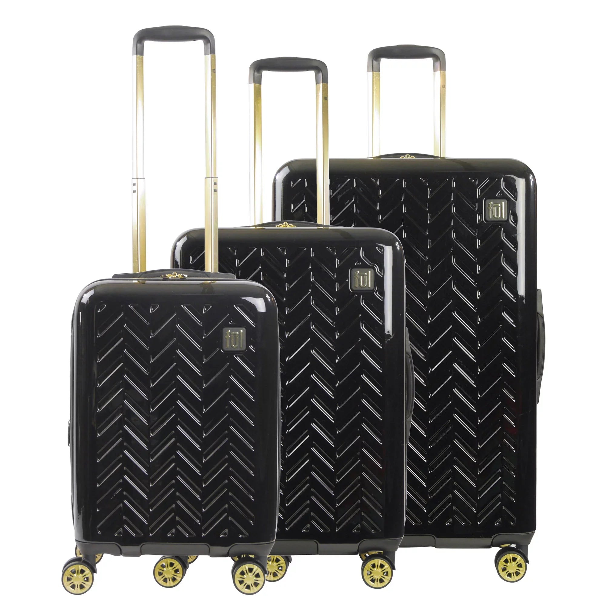 Grove 3 Piece Set Rolling Luggage, Hardshell Suitcase with Spinner Wheels, 22, 27, and 31 Inch, Black
