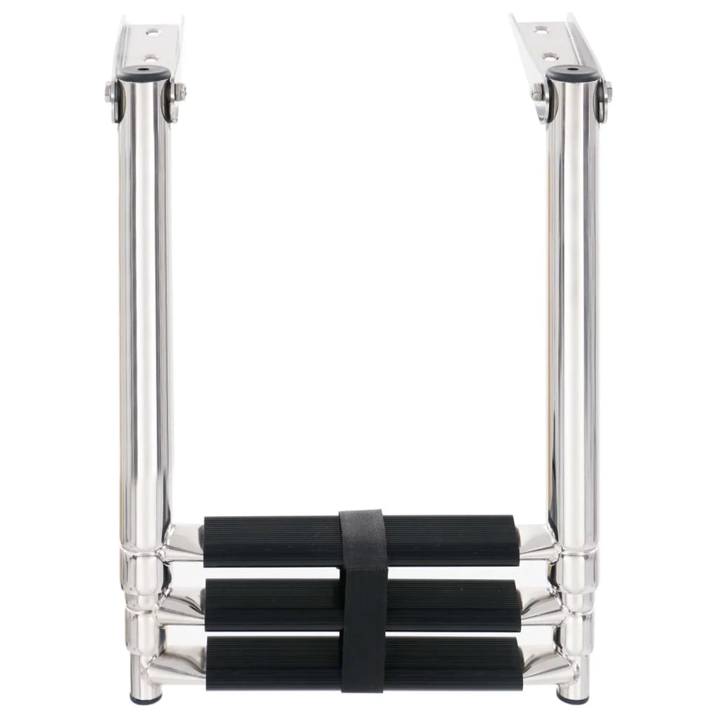 Dcenta 3  Folding Boarding Ladder Stainless Steel Non-Slip Telescopic Ladder for Swimming Pool, Boat and Mounting Platform