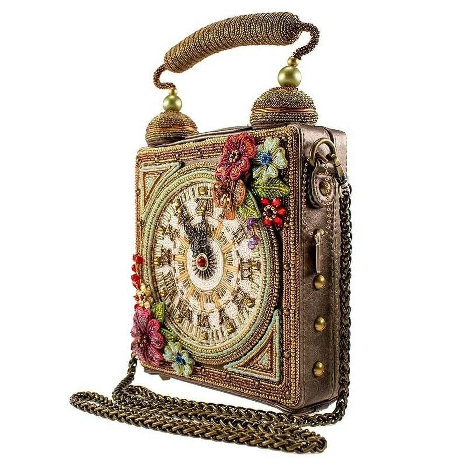Mary Frances Time of Your Life Beaded Top Handle Clock Handbag Bag Multi New