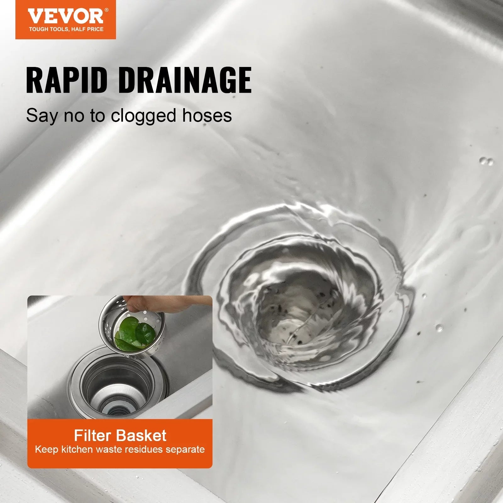 Commercial Utility & Prep Sink Single Bowl w/Workbench 47.2x19.7x37.4 in