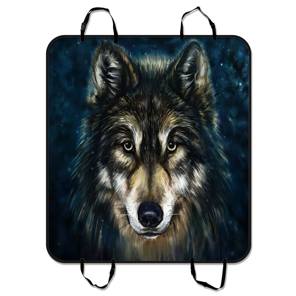 Brave Black Wolf Pet Car Seat Cover Dog Car Seat Mat Hammock Cargo Mat Trunk Mat For Cars Trucks and  54x60 inches