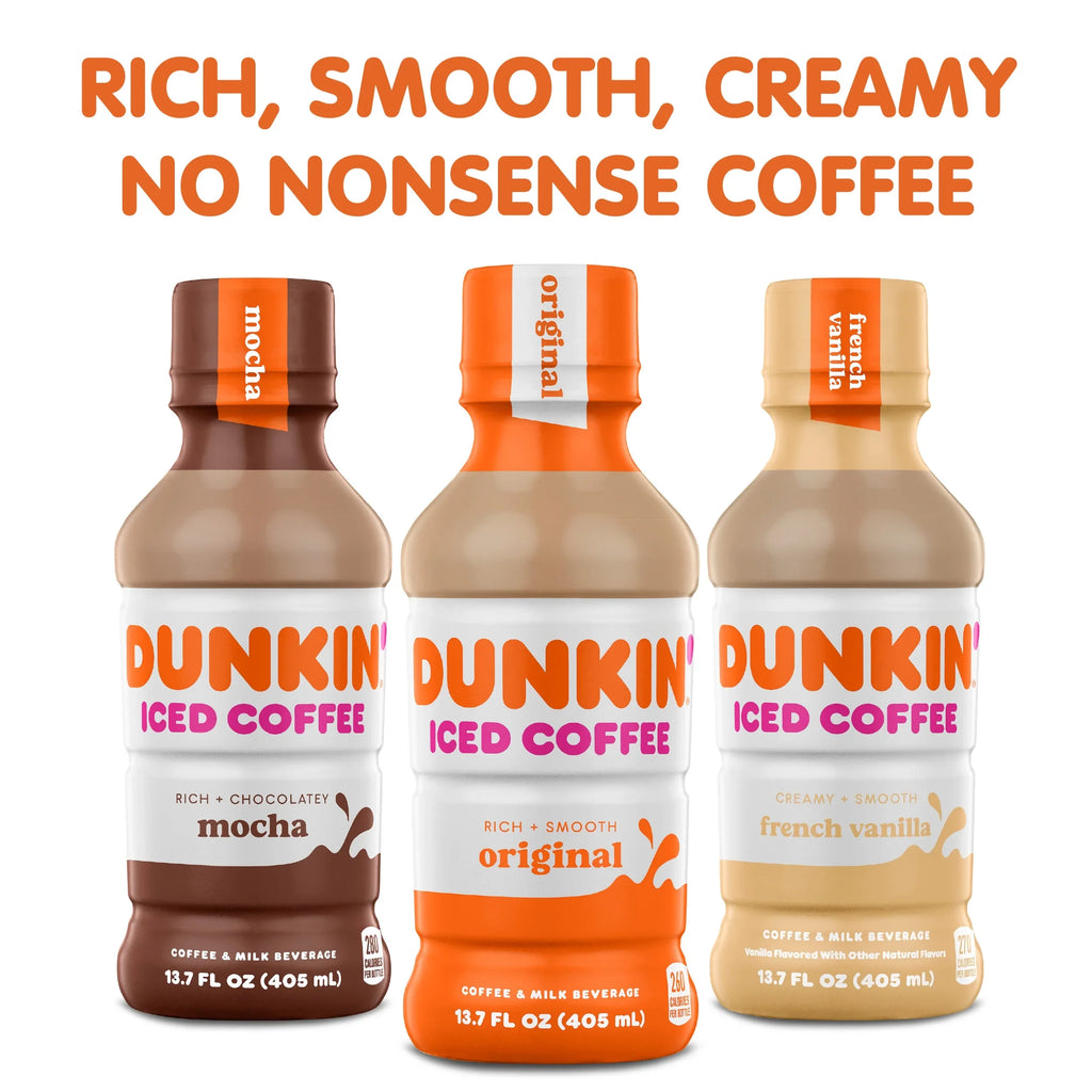 Dunkin' Mocha, Iced Bottled Coffee Drink, 13.7 fl oz, 12 Bottles