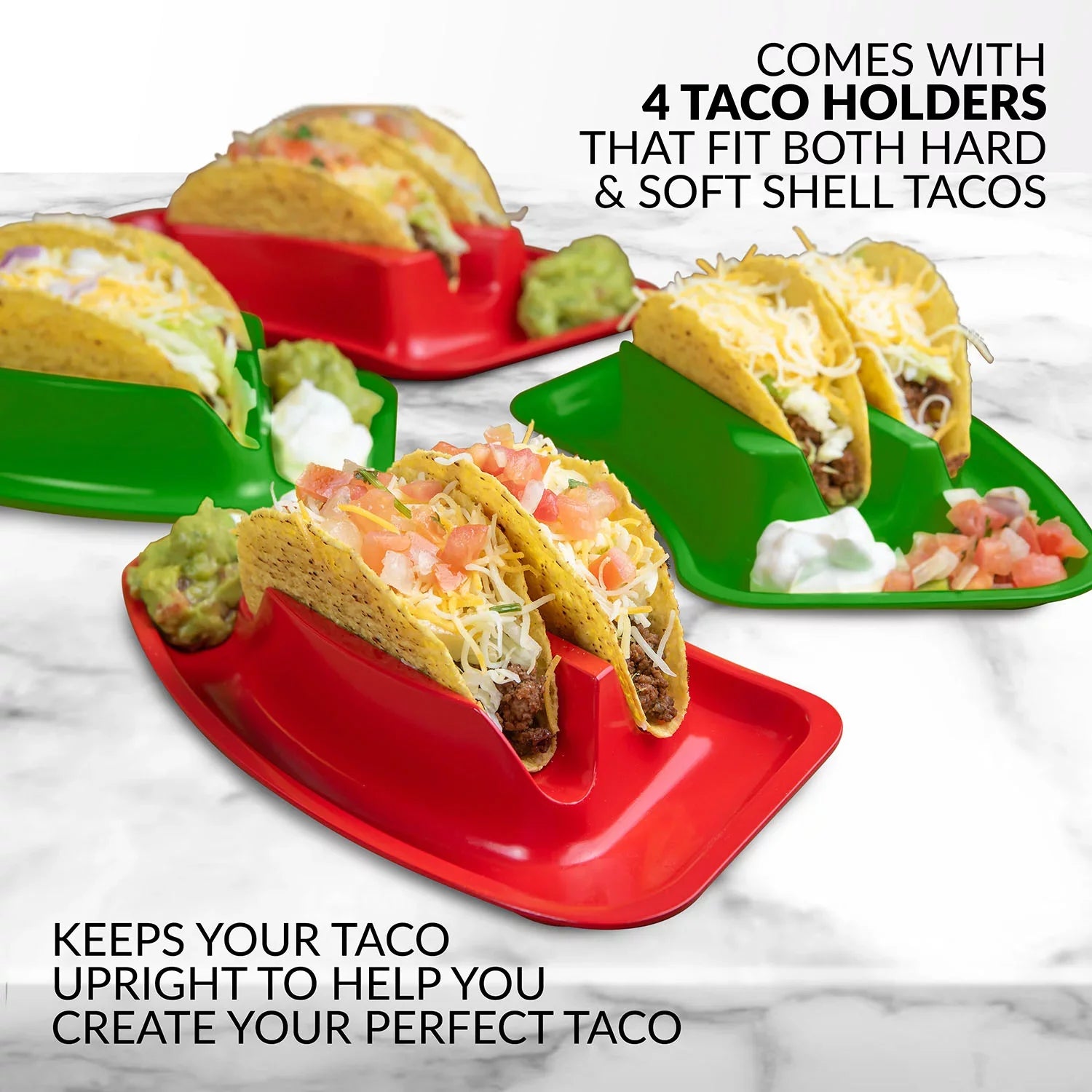 Taco Tuesday TTLSTB10 Lazy Susan Taco Bar with 20-Oz. Warming Pot, Includes 4 Taco Holders