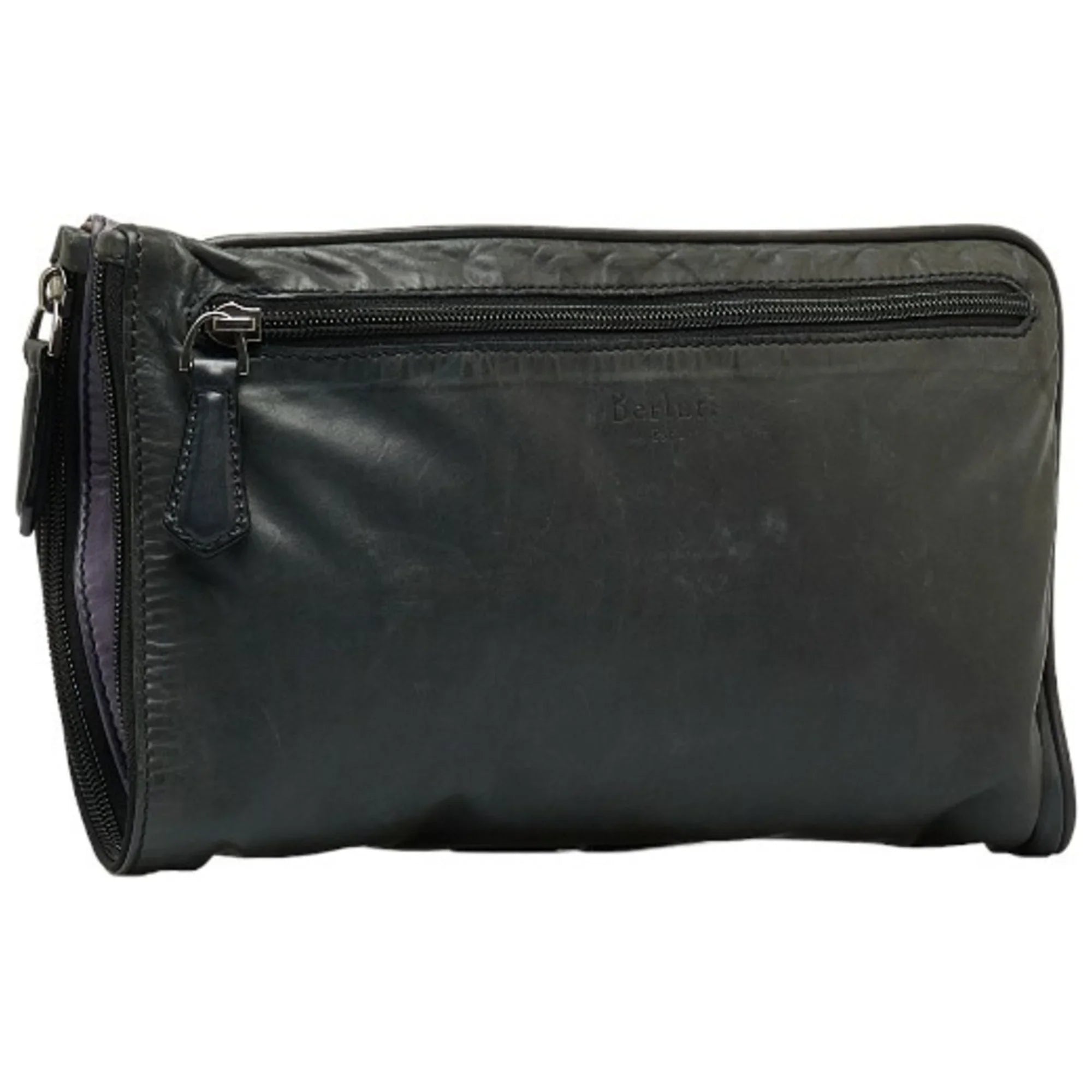 Pre-Owned Berluti Second Bag Clutch Gray Purple Leather Men's (Good)