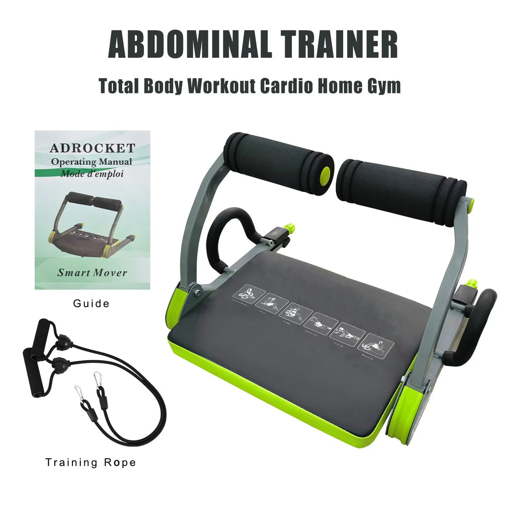 Cardio Home Abdominal Trainers with Resistance Bands and Fitness Guide, Cardio Body Muscle Toning Core Strength Fitness Equipment Muscles Building Exercises