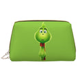 Cartoon Grinch Cosmetic Bag Makeup Organizer Leather Portable Pouch Gift Travel Toiletry Bag Storage Purse