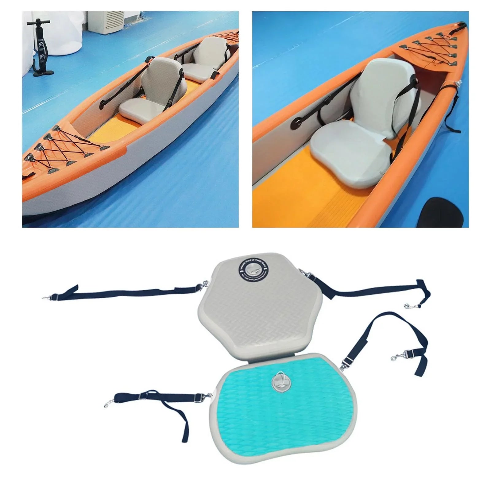 Inflatable Kayak Seat with Back Support Rowboats Universal Paddle Boards Seat