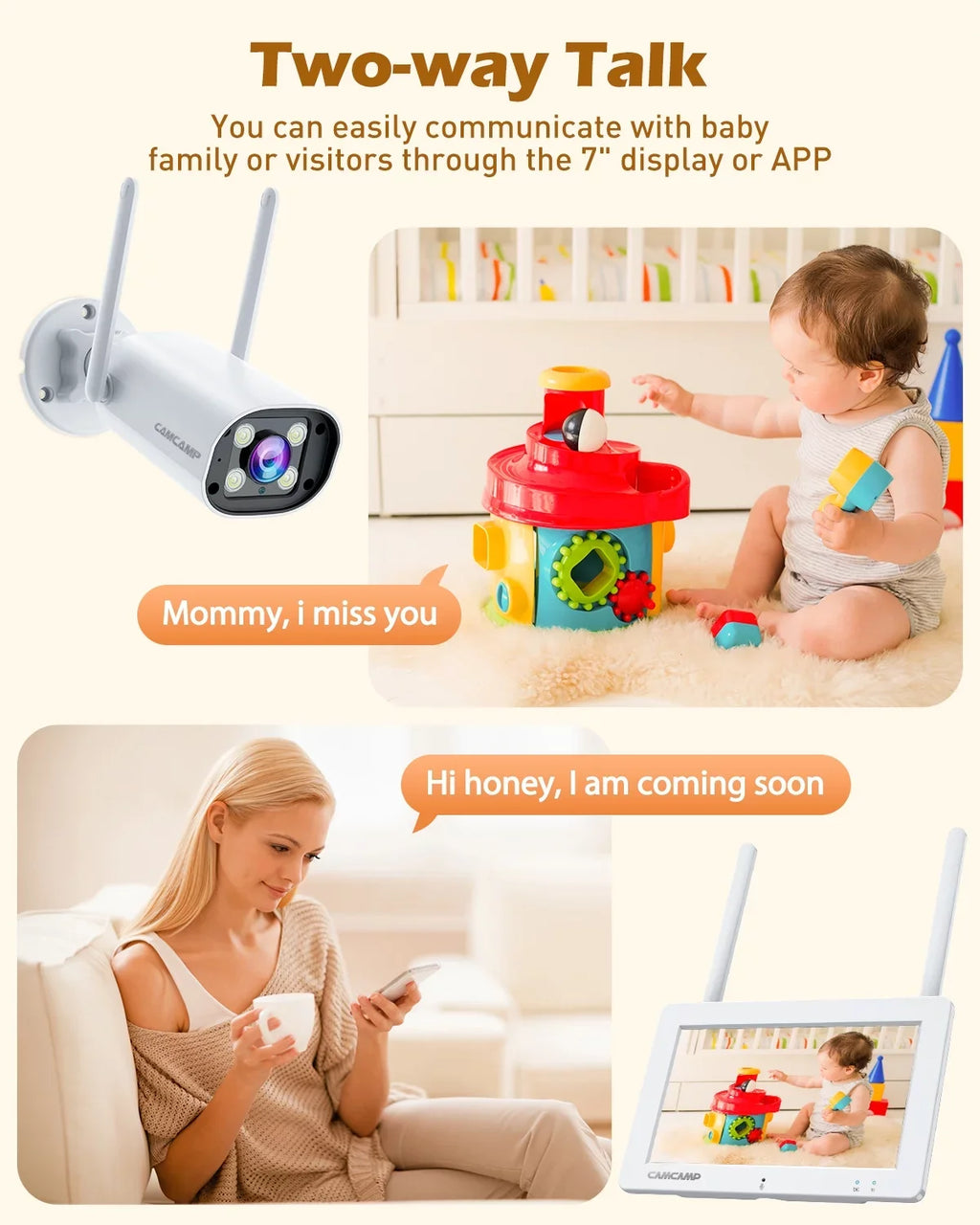 Toguard SC27 2K/3MP  Security Camera System Outdoor with 7" Monitor Bullet Surveillance Camera WiFi Wireless Connector