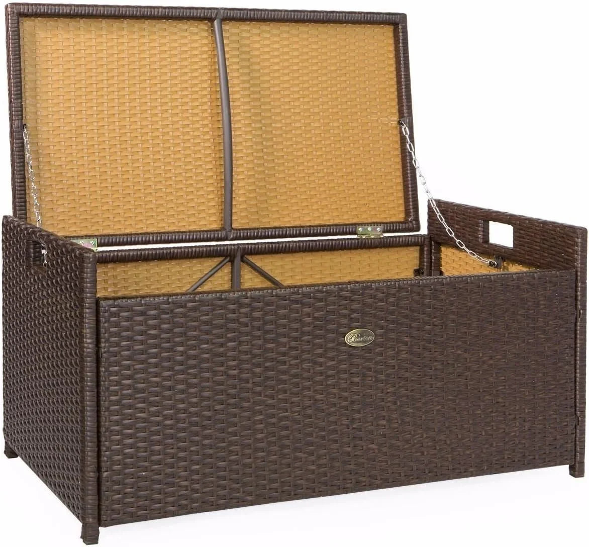 Deck Box W/Seat Cushion 60 Gallon Outdoor Patio Storage Bench Shed Cabinet Container Furniture Pools Yard Tools Porch Backyard