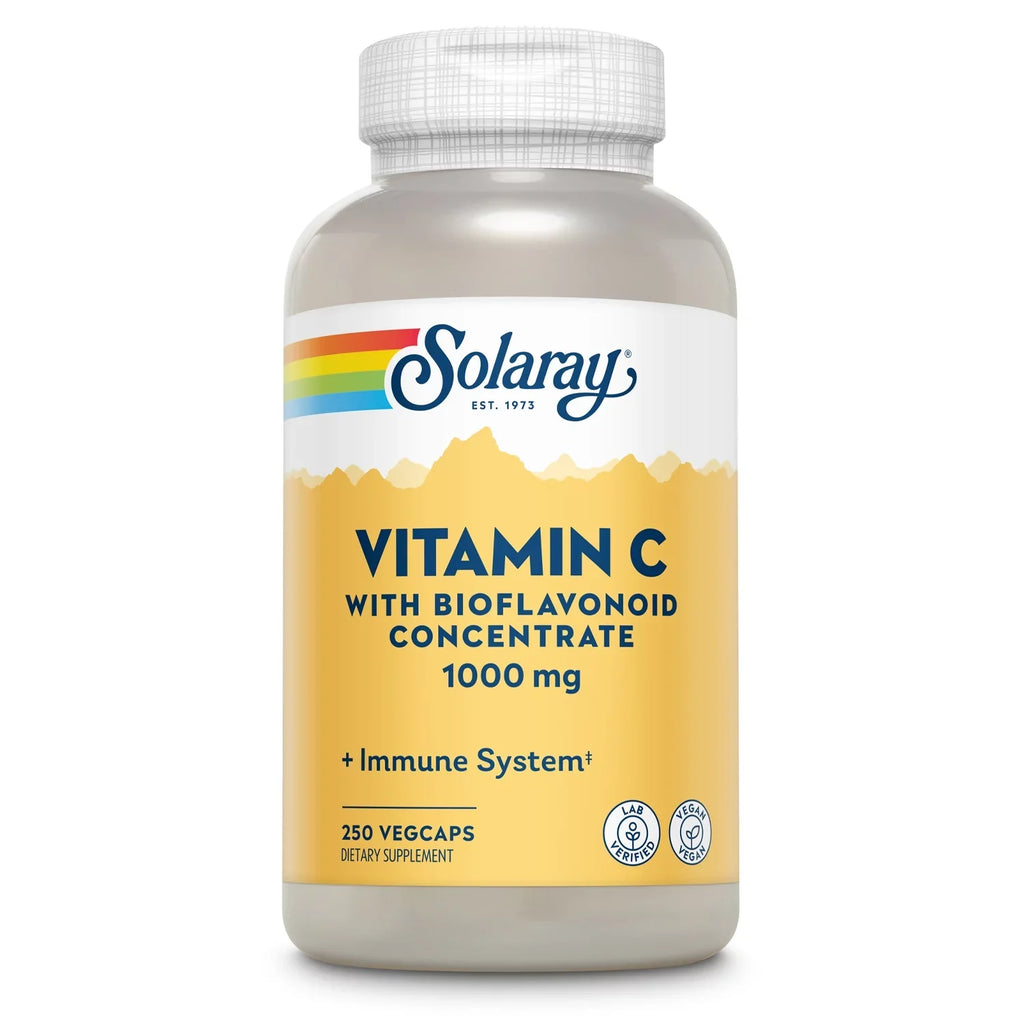 Solaray Vitamin C with Bioflavonoid Concentrate 1000mg, Healthy Immune Function, Skin, Hair & Nails Support, 250 VegCaps