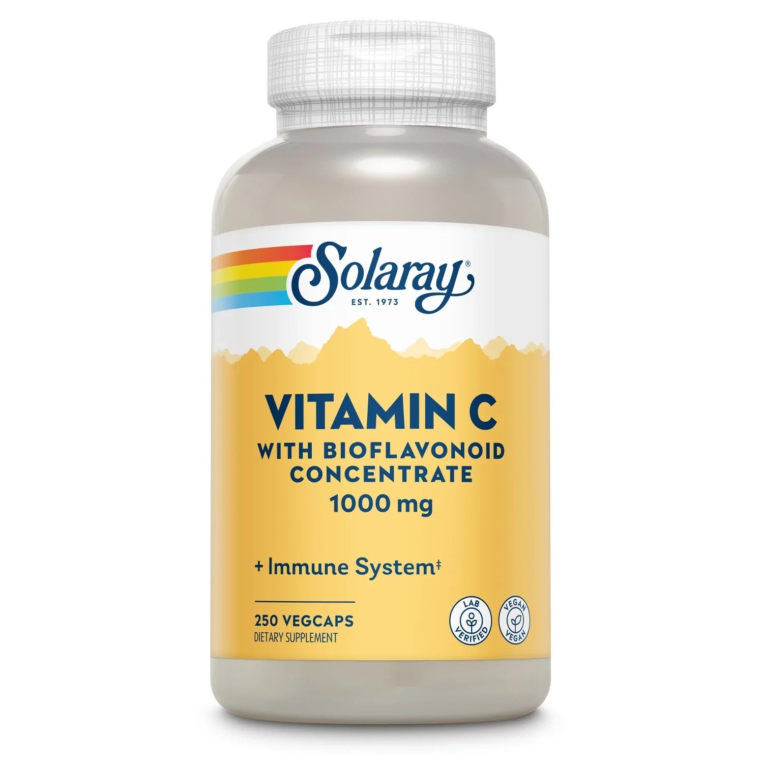 Solaray Vitamin C with Bioflavonoid Concentrate 1000mg, Healthy Immune Function, Skin, Hair & Nails Support, 250 VegCaps