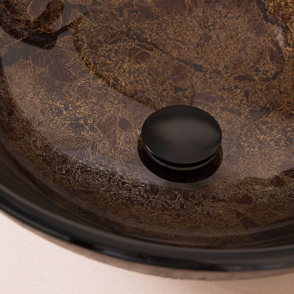 Wonline Artistic  Tempered Glass Vessel Sink Set, Wash Sink Come with Pop Up Drain Combo