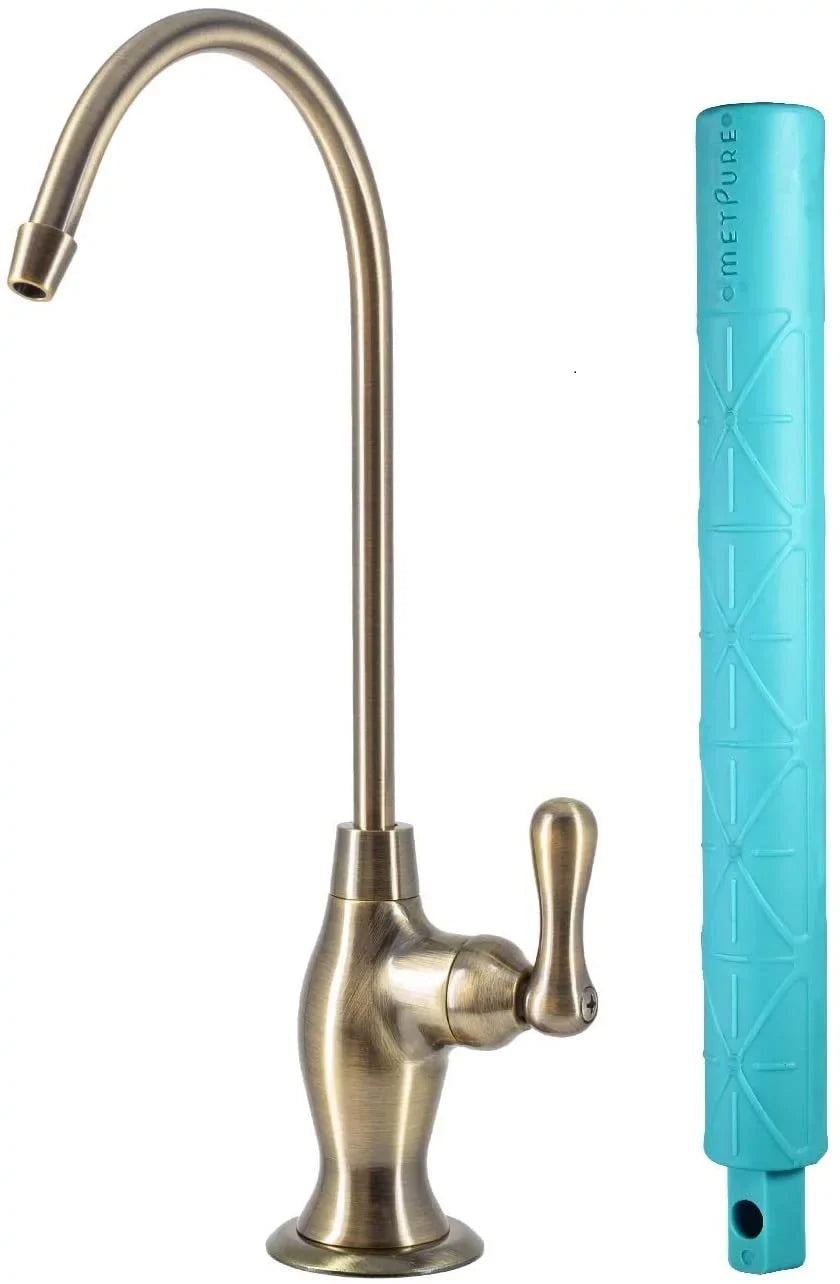 Metpure Water Filtration Faucet Antique Brass Vase Style Non Air Gap Reverse Osmosis Drinking Water Dispenser With Faucet Wrench