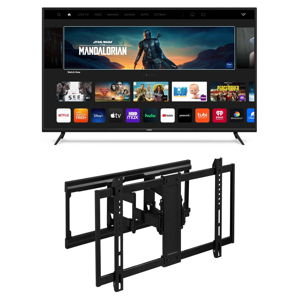65" V655-J 4K  with a  onn. Ultra-Slim Full Motion  Wall Mount, 50"-86"