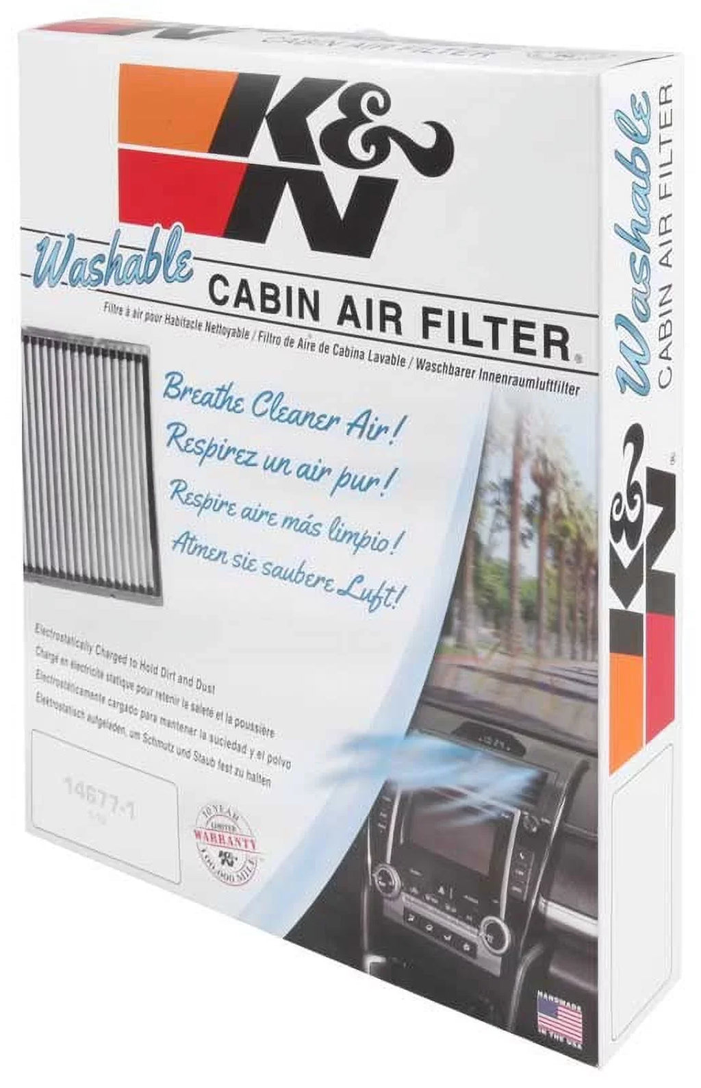 K&N VF2043 Washable & Reusable Cabin Air Filter Cleans and Freshens Incoming Air for your Cadillac Fits select: 2003-2005,2008-2013
