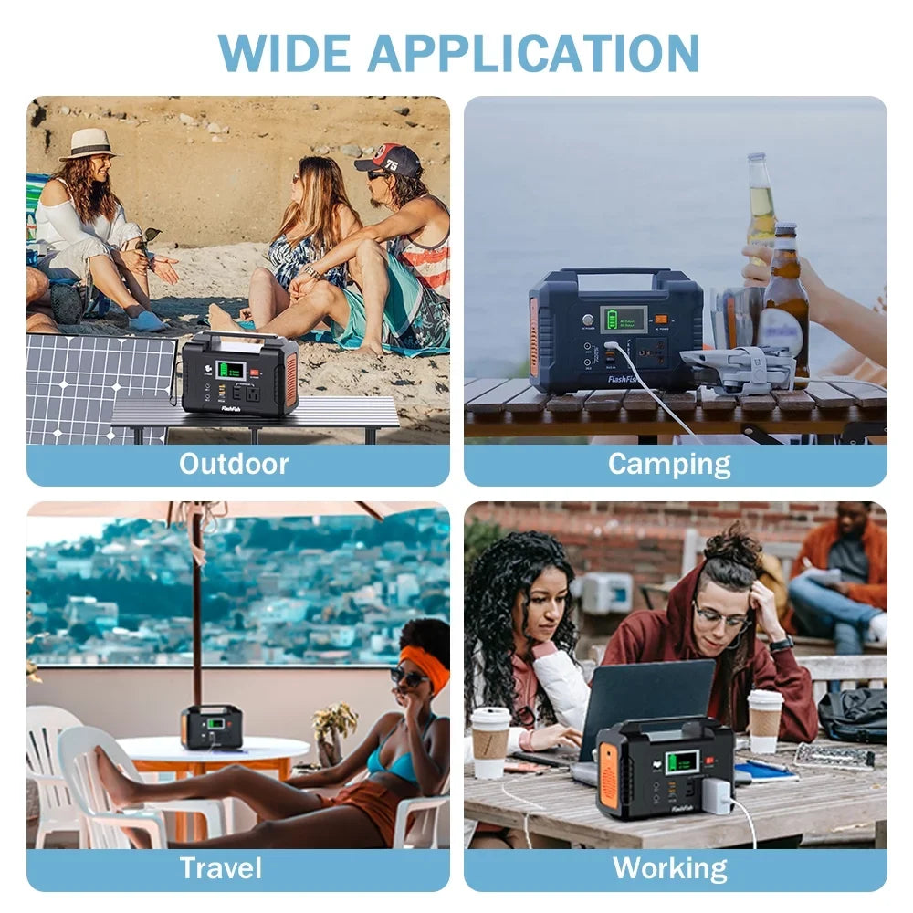 Flashfish PortableStation,3 Modes E200 Portable 200w Batterye200 Modes - 200w BatteryStation With 3 40800mah/151wh Solar - 40800mah/151wh 200w Modes Station With Solar -and Modes