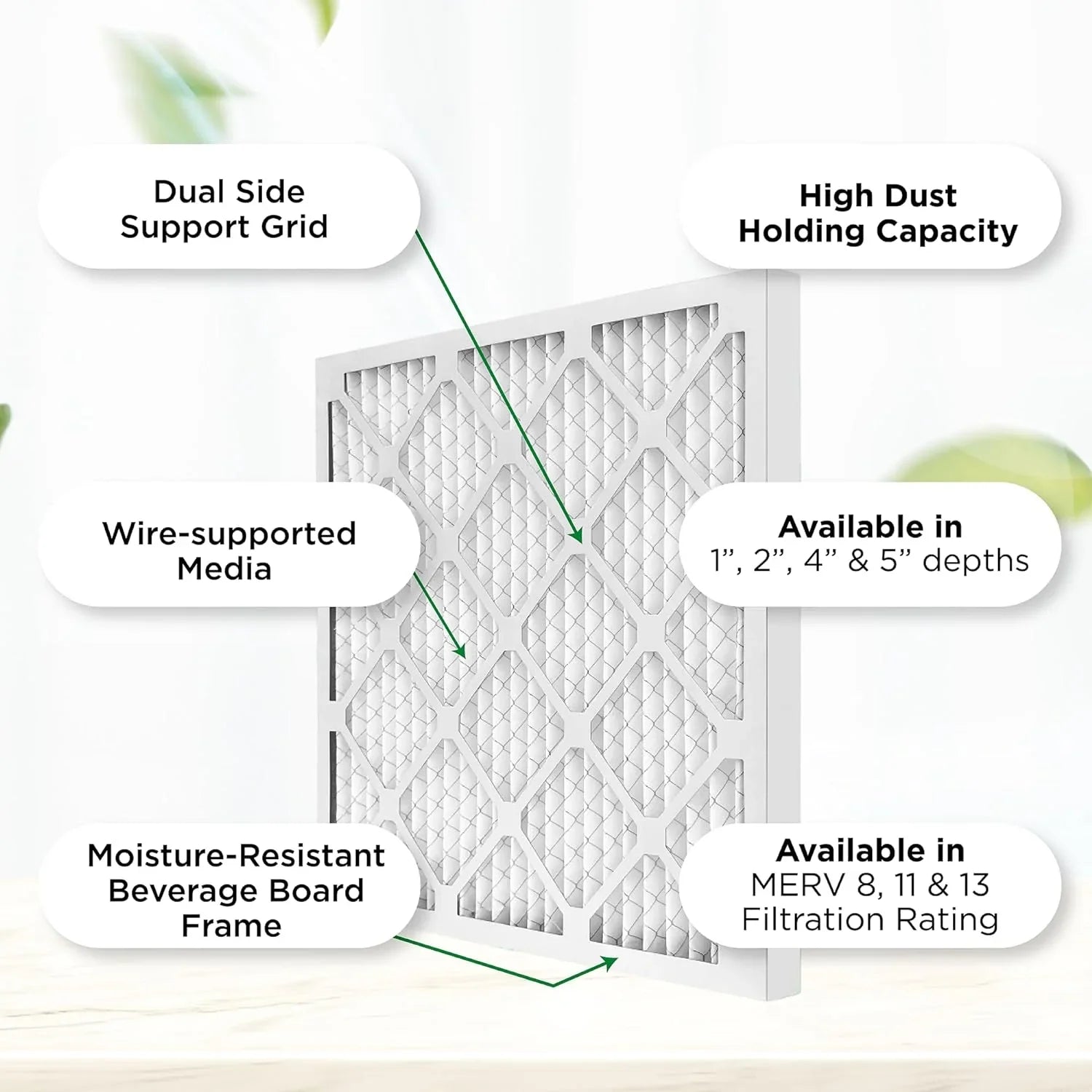 20X24x4  8 Pleated  Furne Air Filters. Case Of 6. Ext Size: 19-3/8 X 23-3/8 X 3-3/4