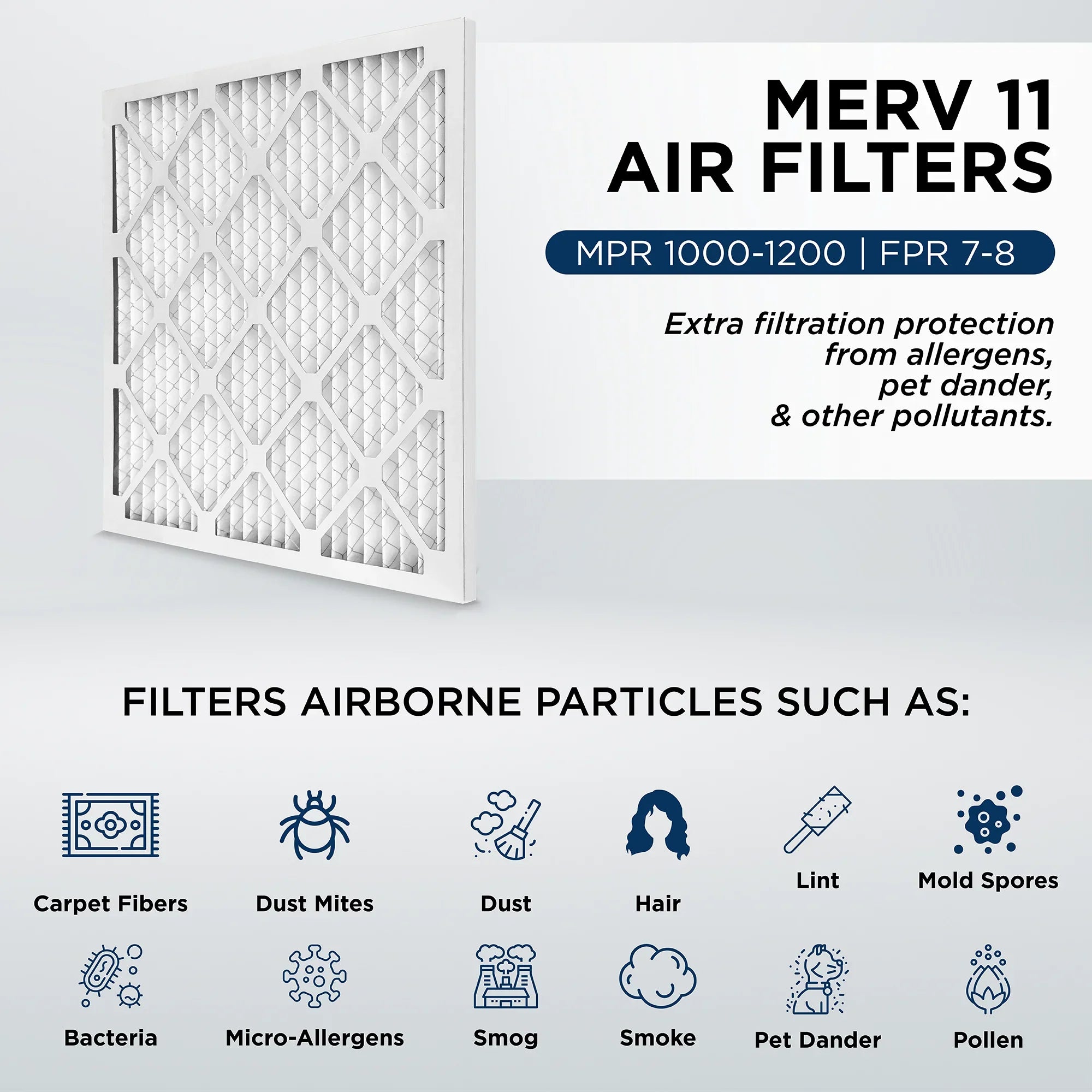 14x20x1  11,  1000 Pleated  Furnace 1" Air Filters by Pamlico. Quantity 6. Actual Size: 13-1/2 x 19-1/2 x 3/4