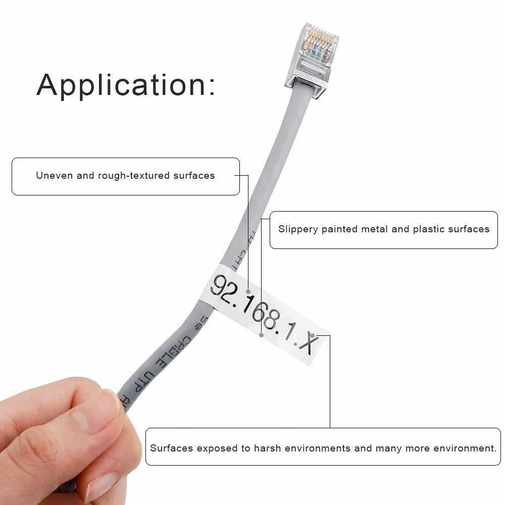 10PK Compatible for Brother P-touch Black on White Flexible  Cable Wire Label Tape 12mm 8m  TZe TZe-FX231 -FX231 TZe-231 -231 use in -D210 H110 H100 D400 D600 Label Maker