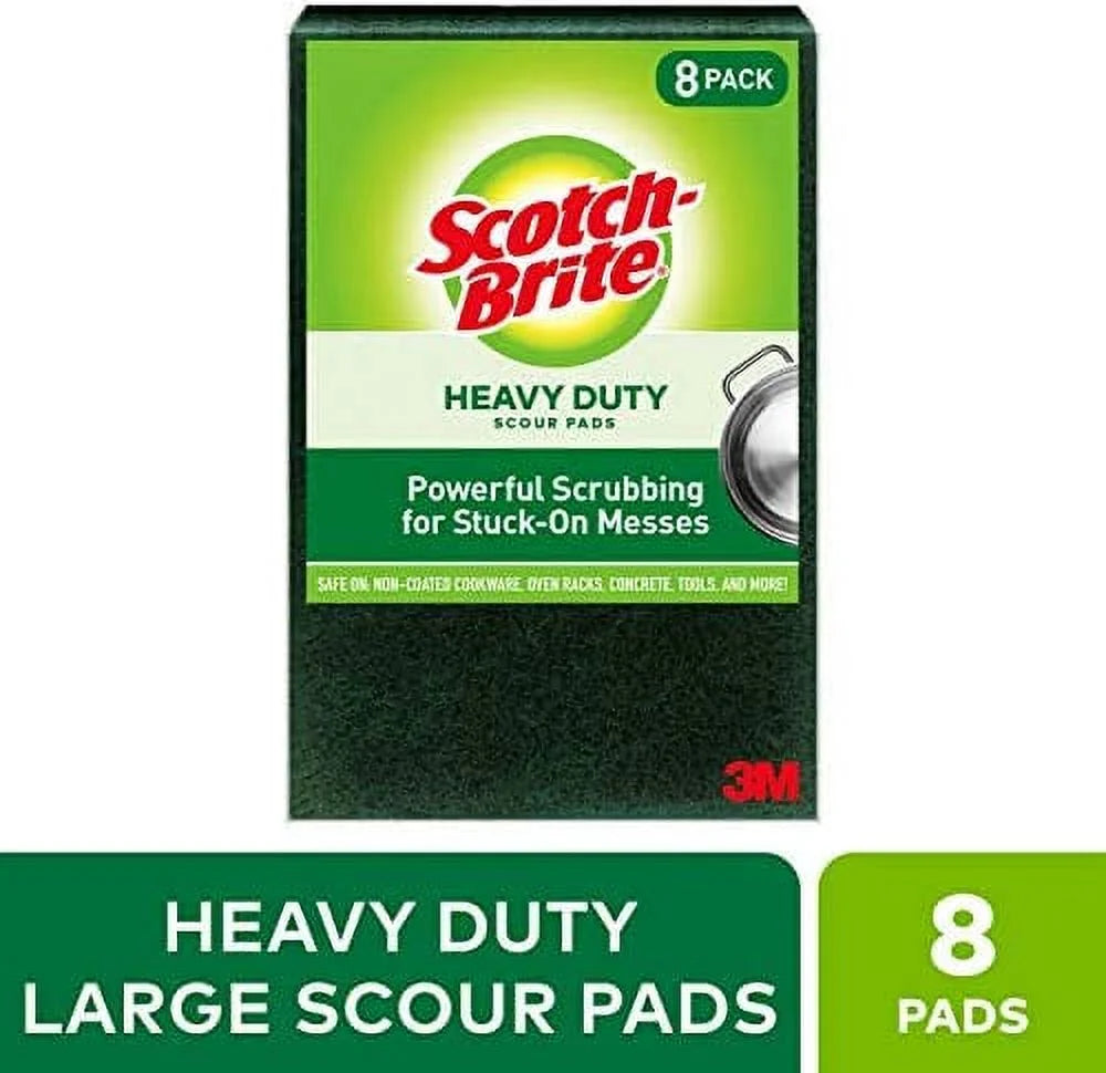 Scotch-Brite Scour pad Heavy Duty, Green, 8 Large 8 Pads