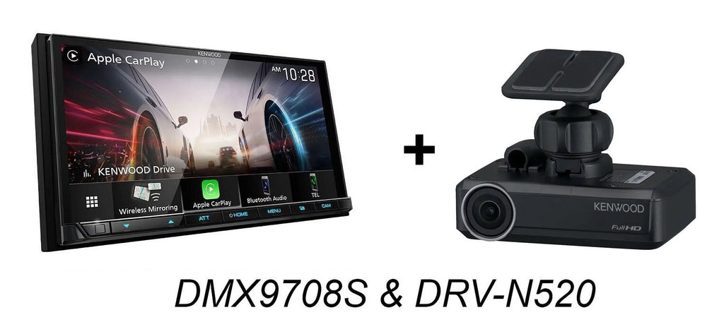 Kenwood DMX9708S In Dash Car Receiver 6.95" Touch Screen CarPlay Android Auto & -N520 Dash Cam Combo