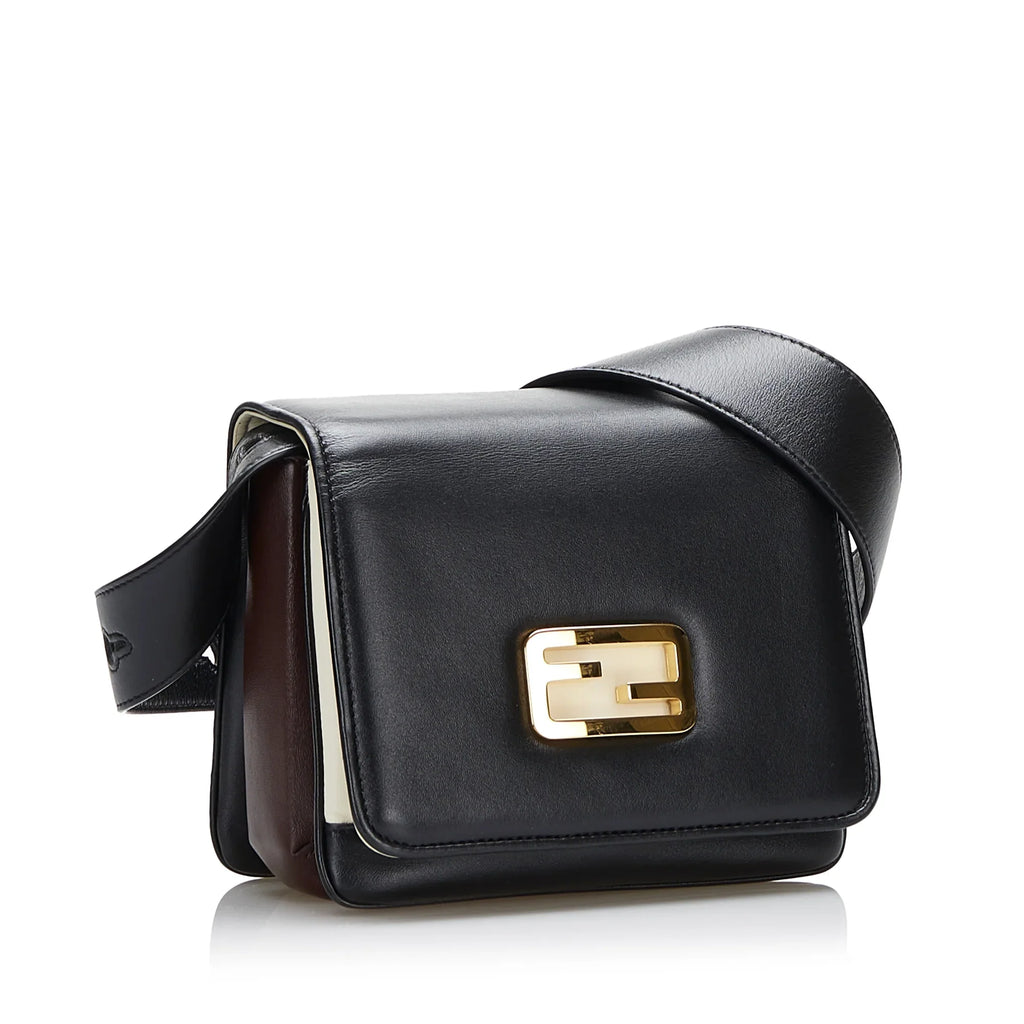 Pre-Owned Authenticated Fendi Small  Crossbody Bag Calf Leather Black Unisex (Good)