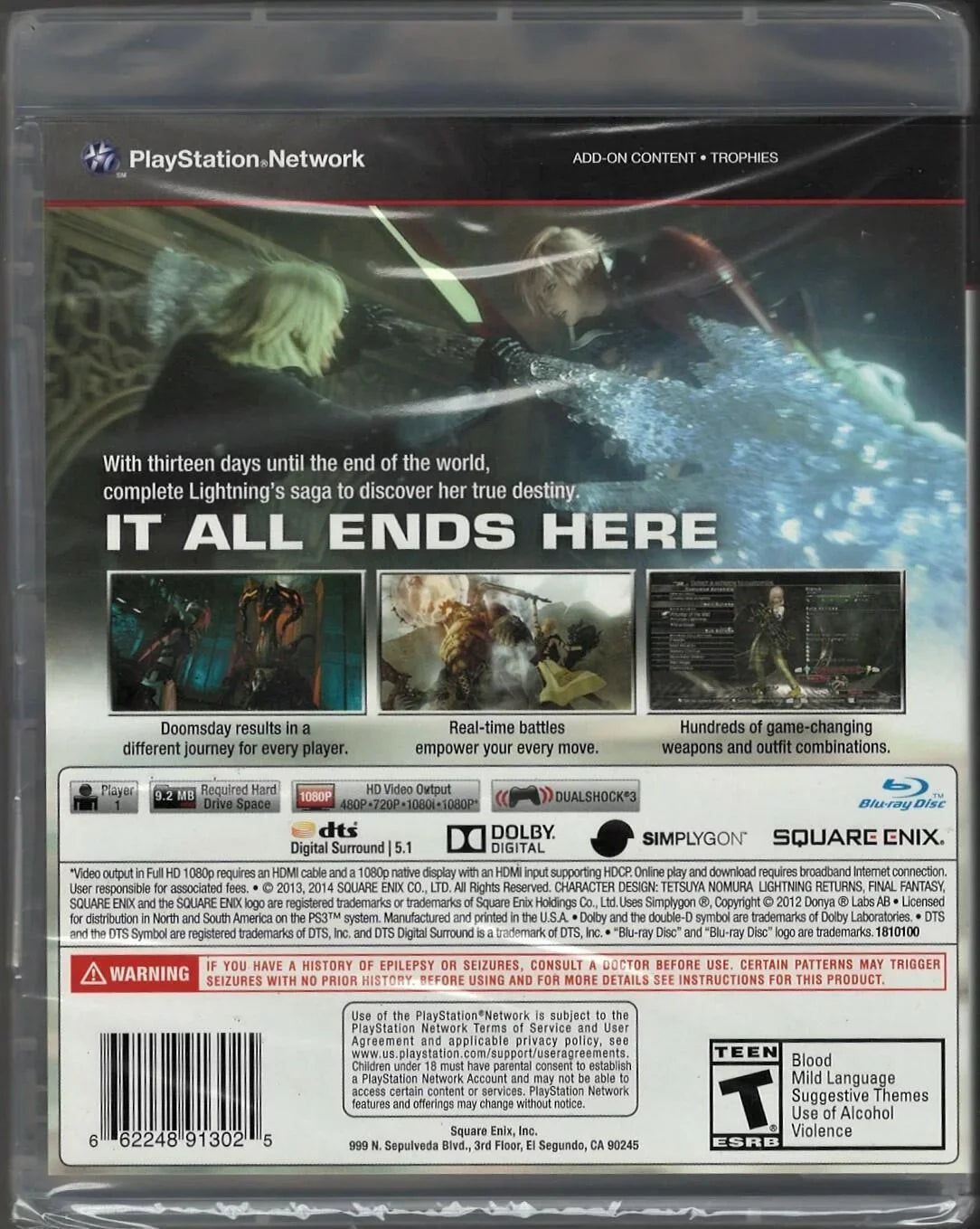 Final Fantasy : Lightning Returns PS3 (Brand New Factory Sealed  Version)