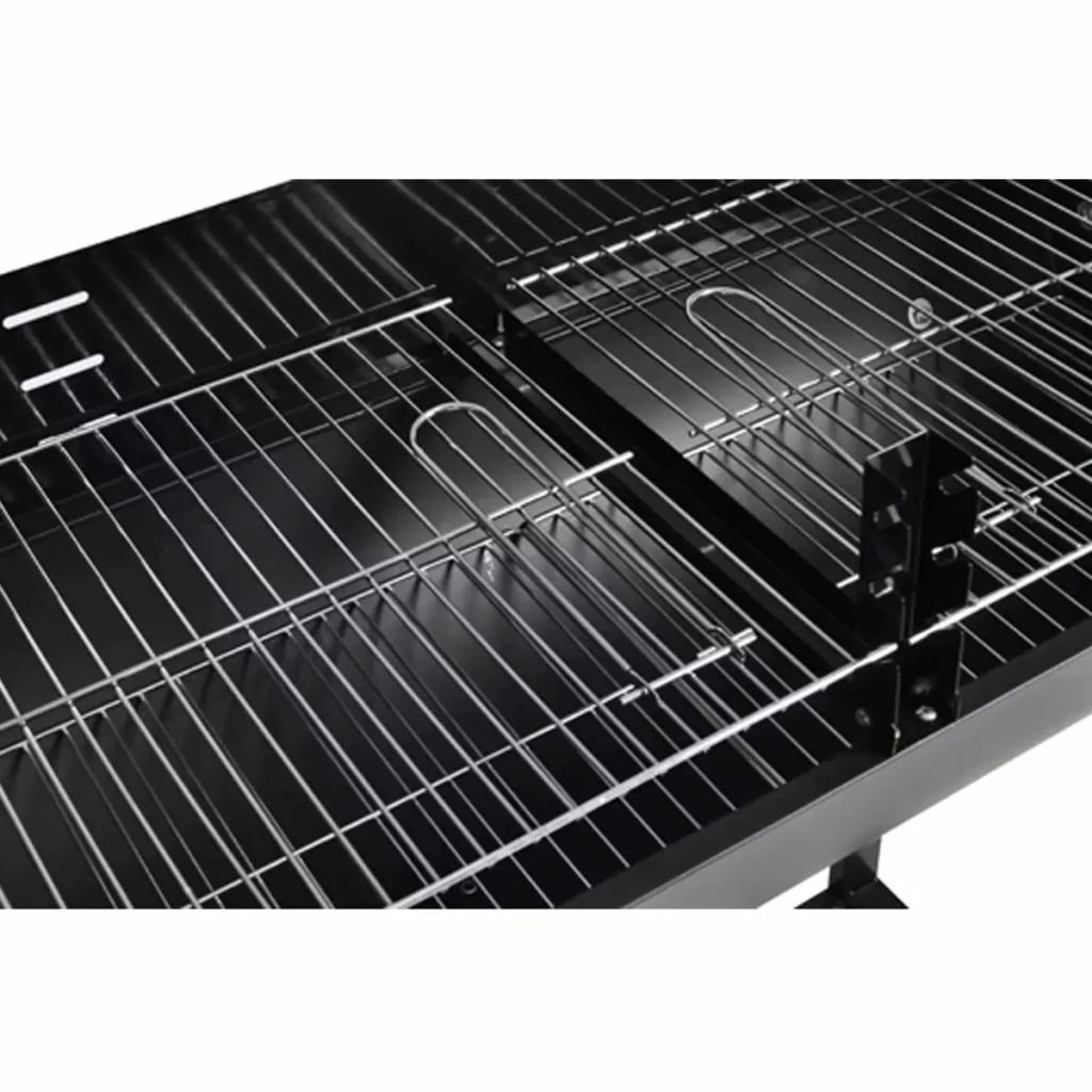 Dcenta Charcoal  Stand with Lower Shelf and Wheels Steel Barbecue Grill Black for Camping Cooking, Grilling, Smoking, Picnic, Hiking, Party, Garden, Patio 39.4 Inch Length